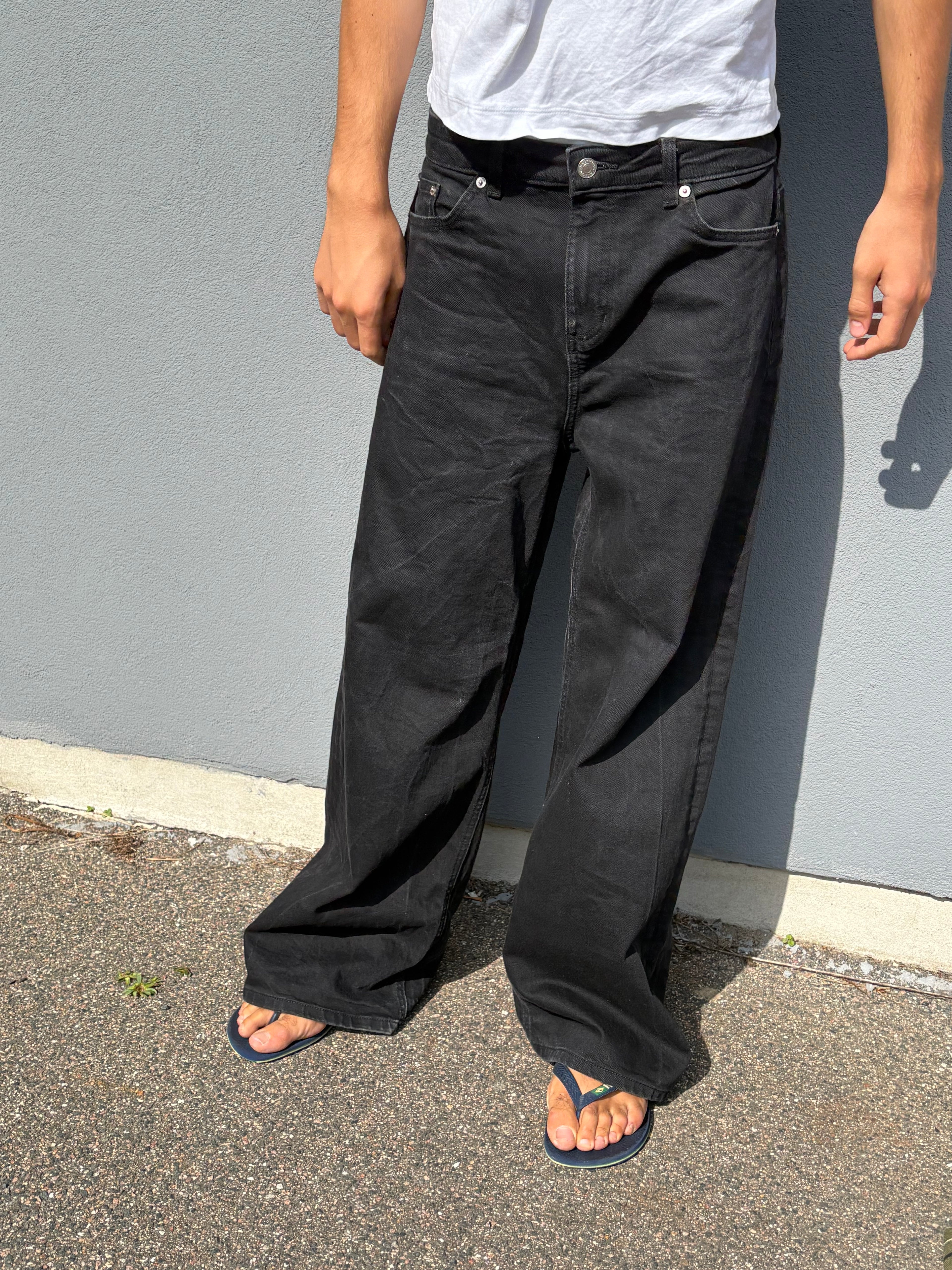 Vintage faded Wide fit bootcut pants black