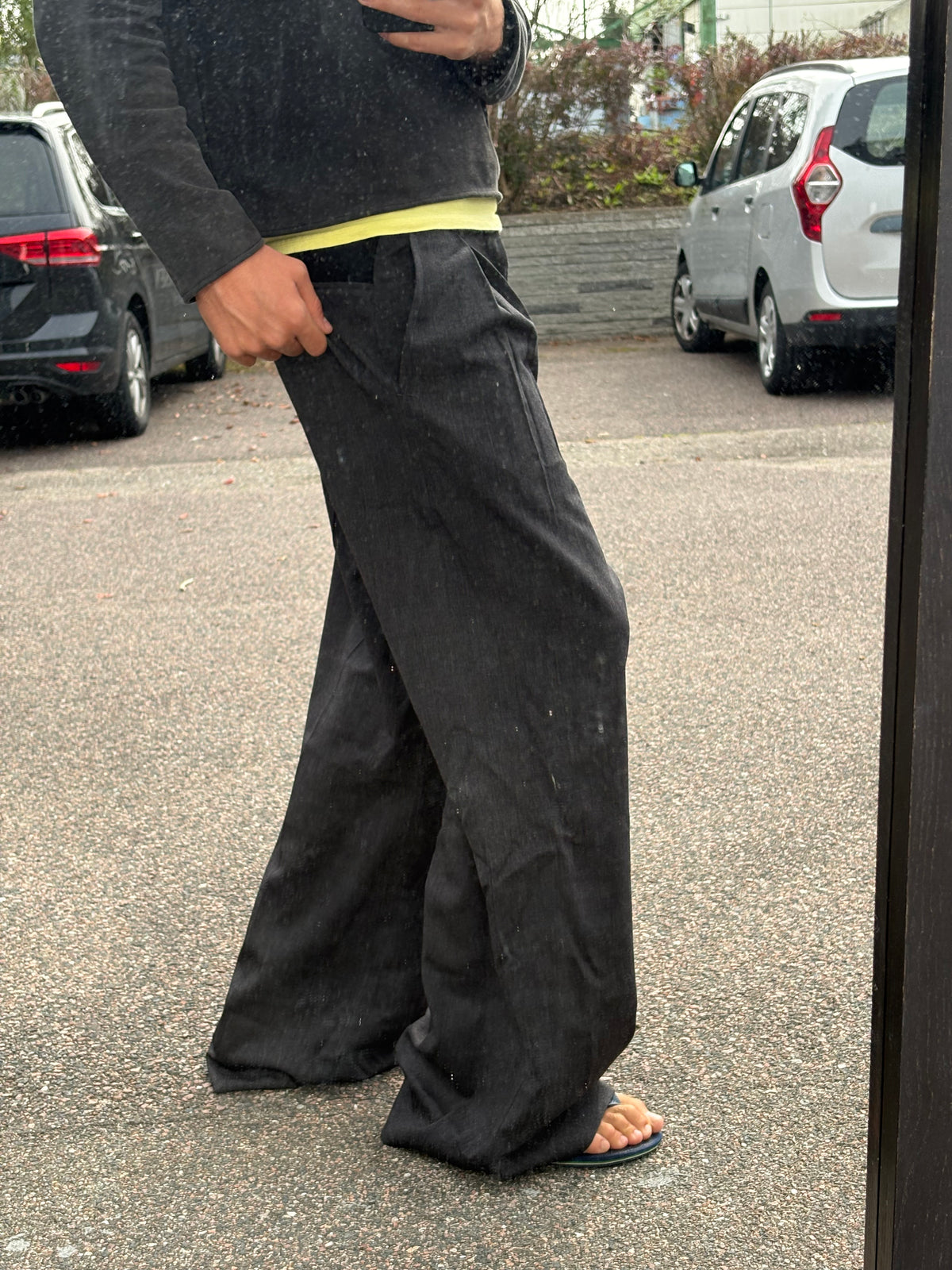 Loewe wide suit pants pinstripe gray with wool waistband