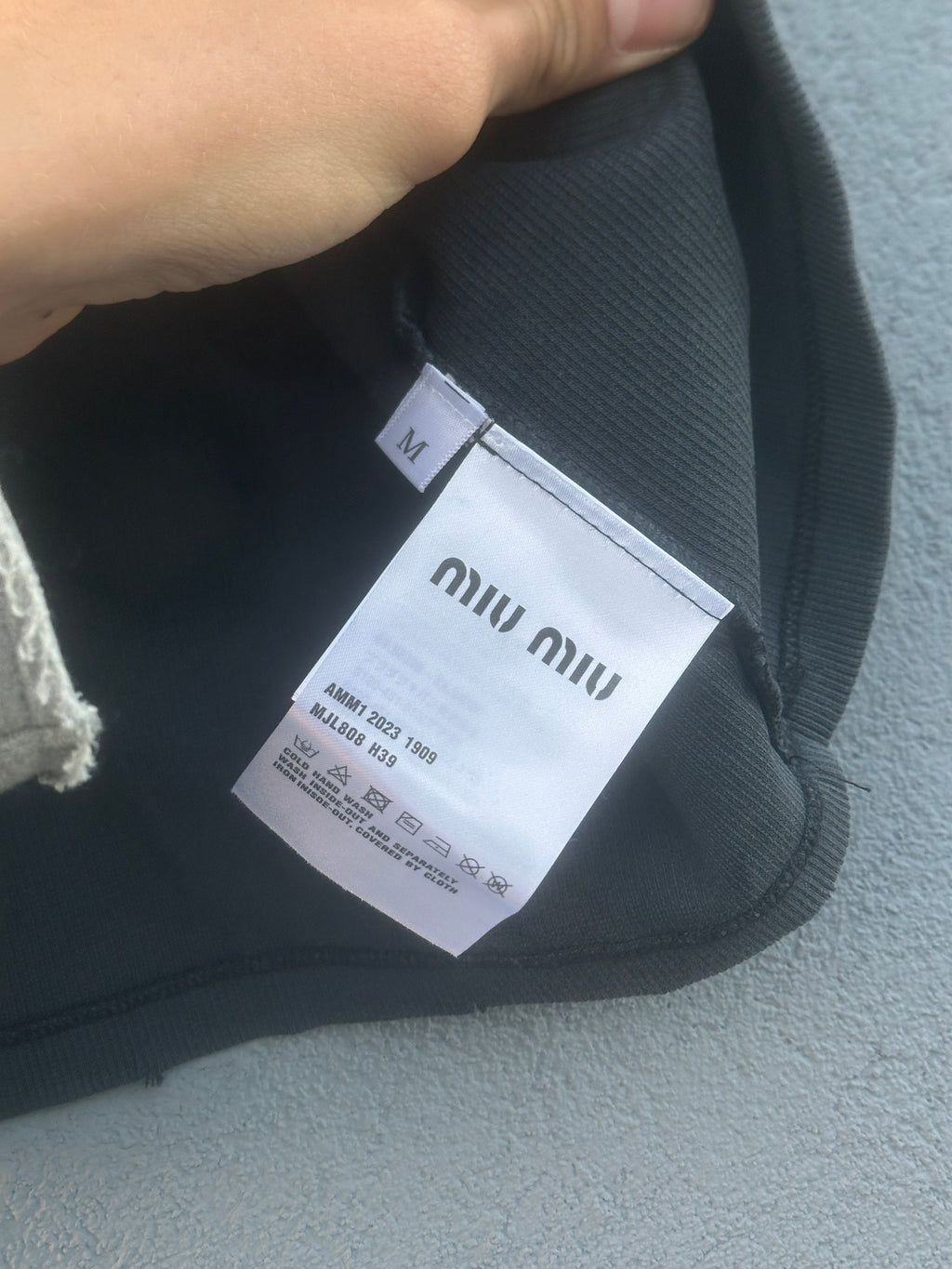 Miu miu ribbed knit cotton gray top 2023