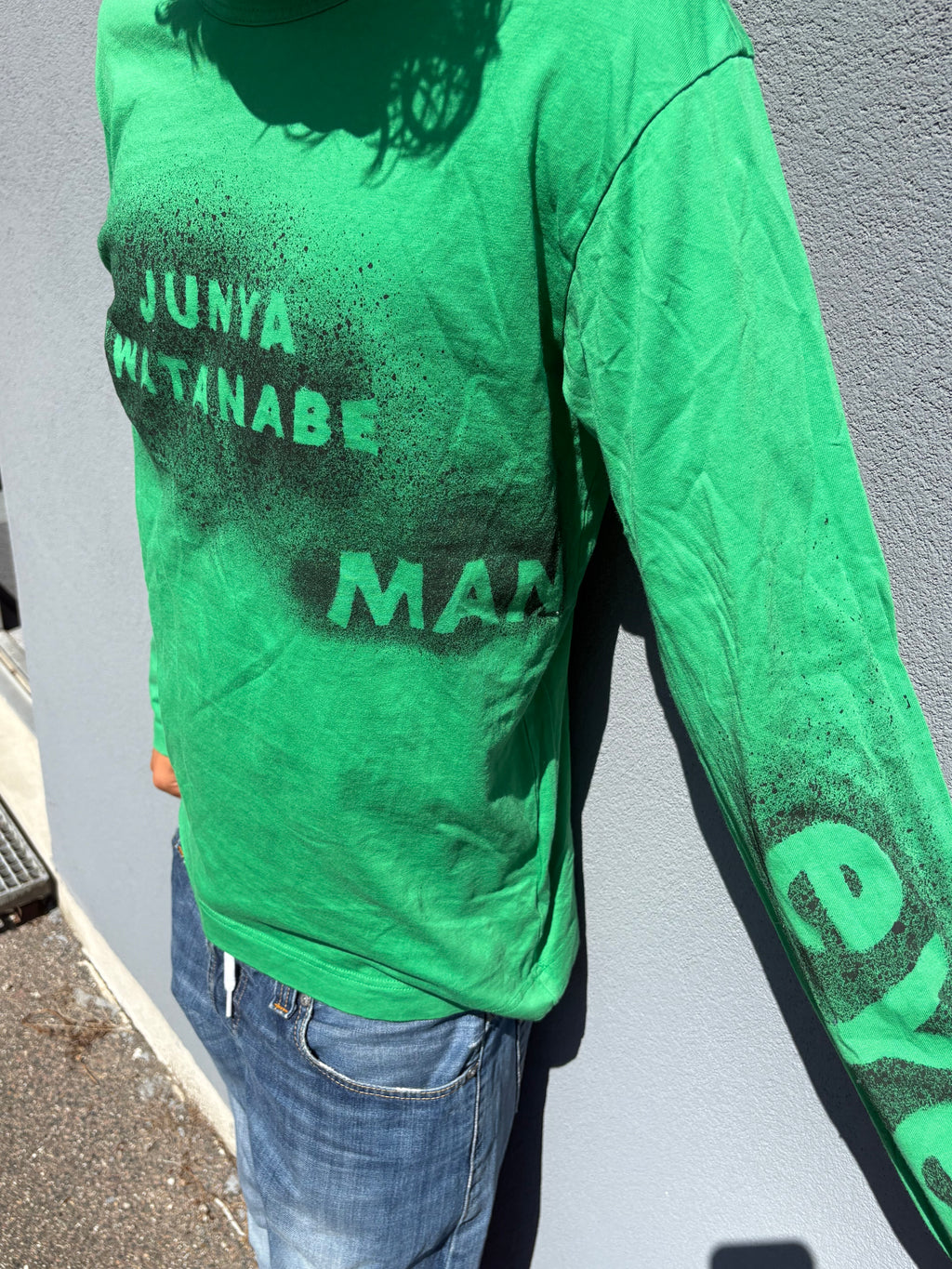 Junya watanabe painted logo long sleeve green