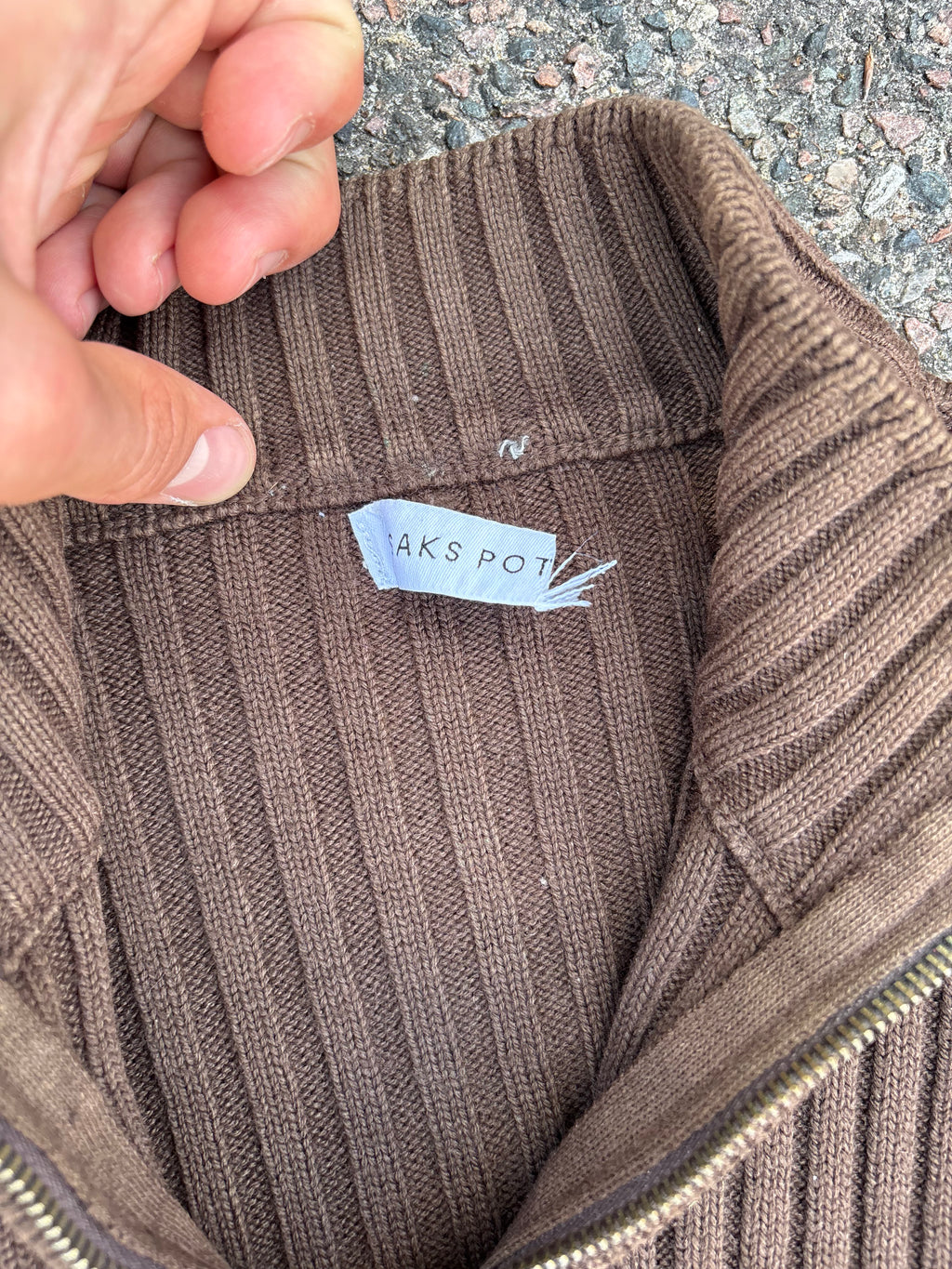 Saks Potts SS15 Brown zip up knit