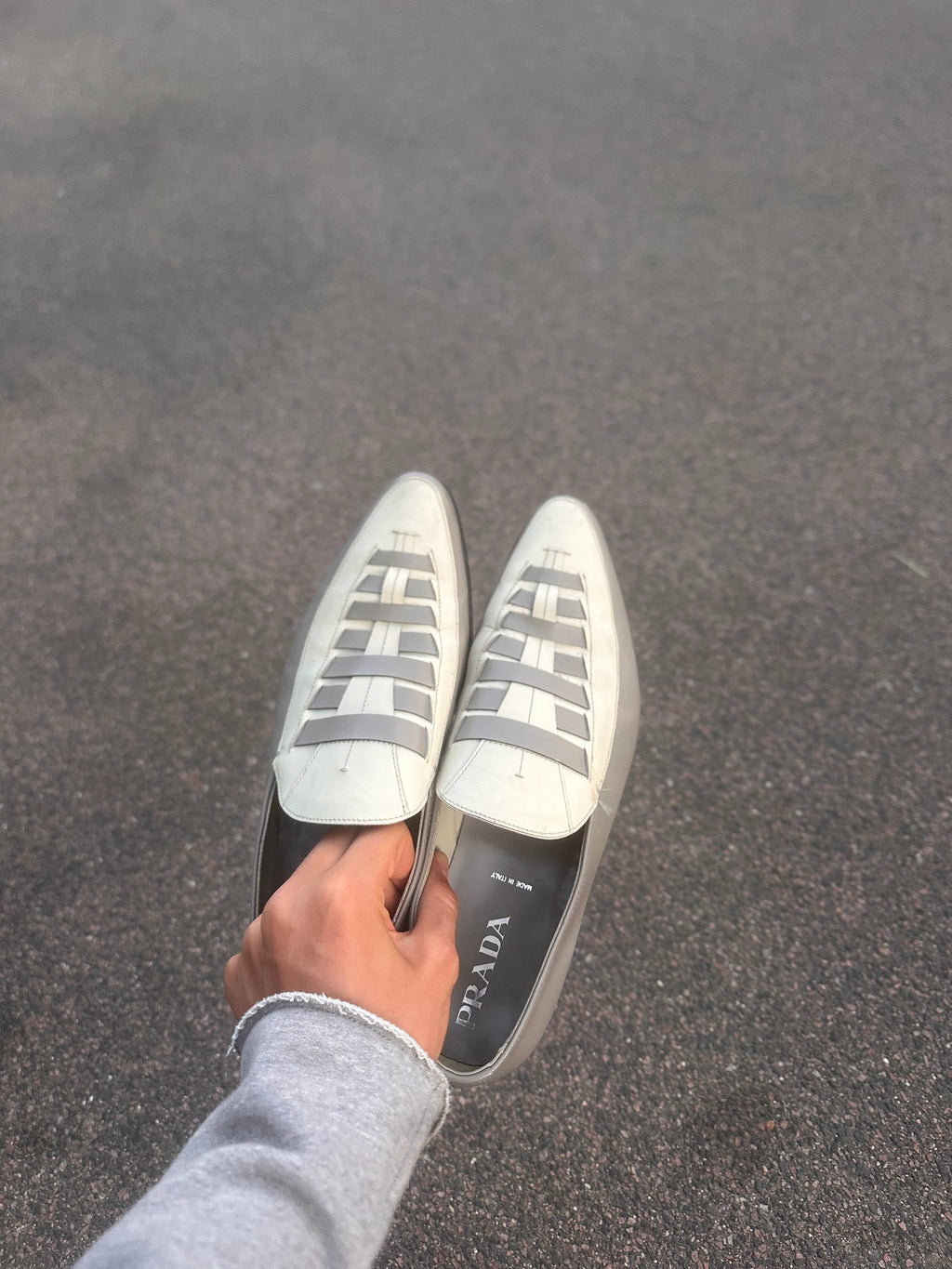 Prada White/gray vintage 2000s loafers