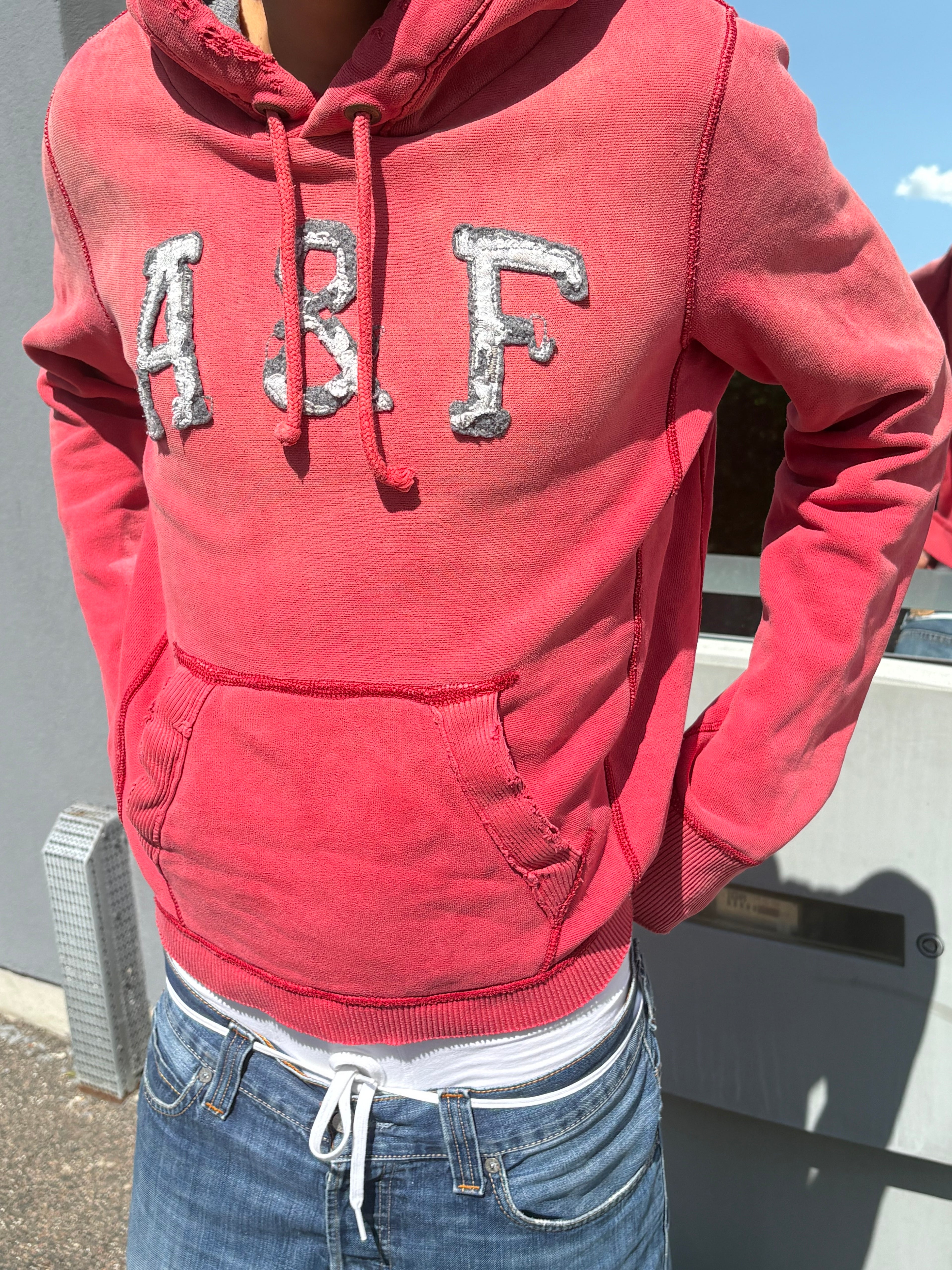 Vintage 2000s Abercrombie faded red cropped hoodie