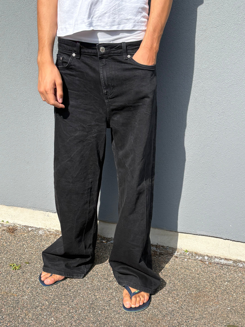 Vintage faded Wide fit bootcut pants black