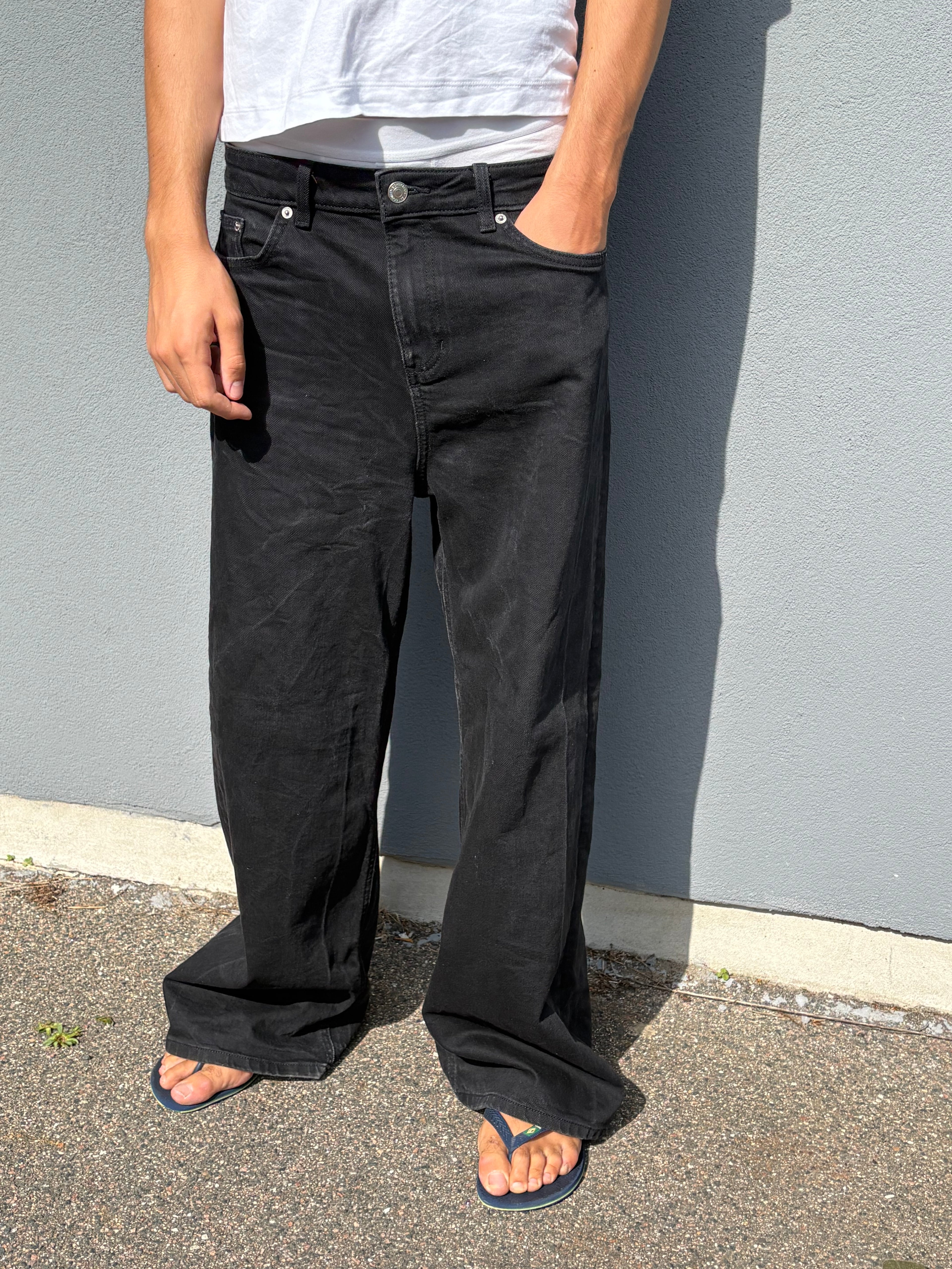 Vintage faded Wide fit bootcut pants black