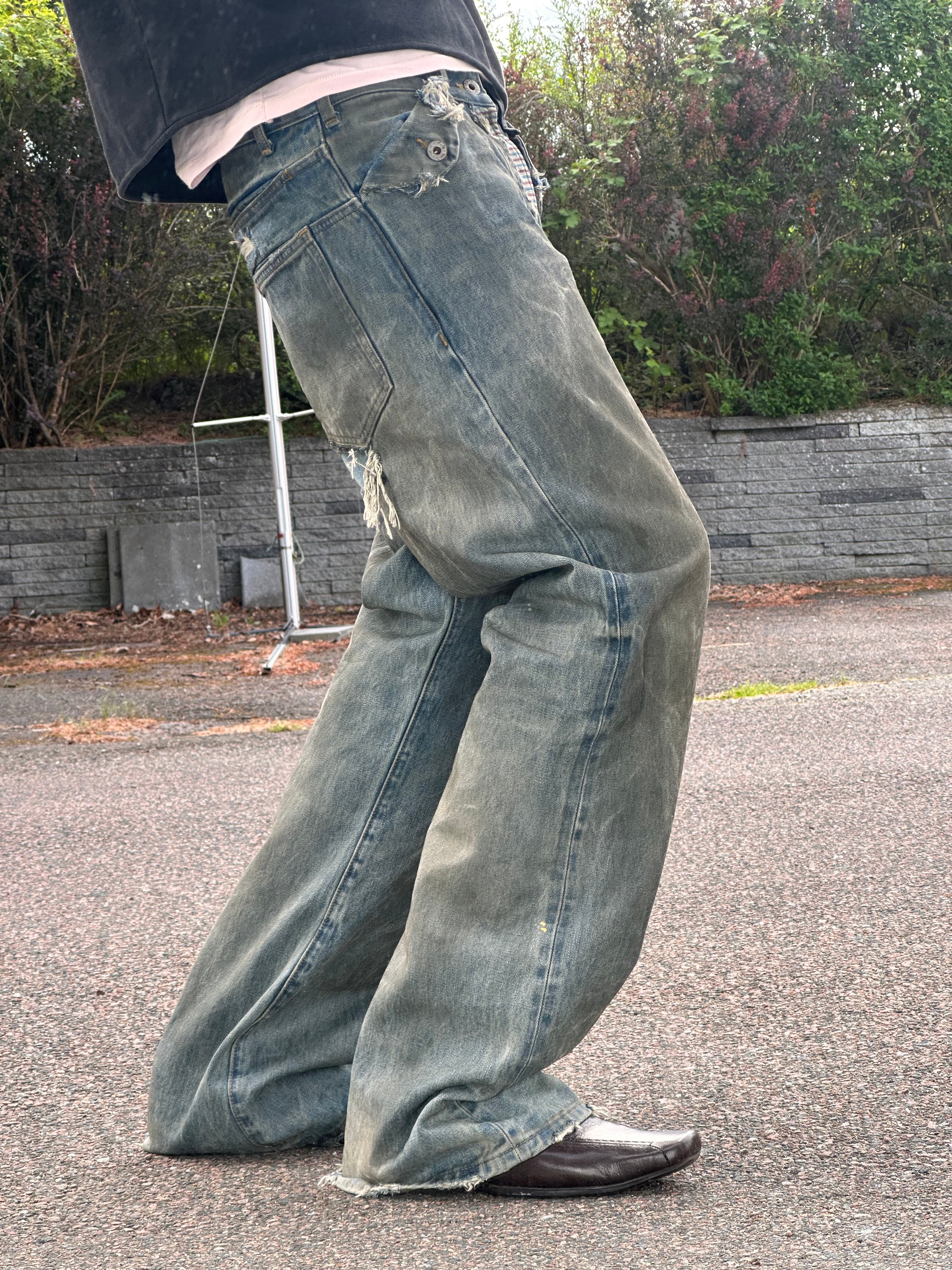 No faith studios bootcut reworked selvedge denim jeans