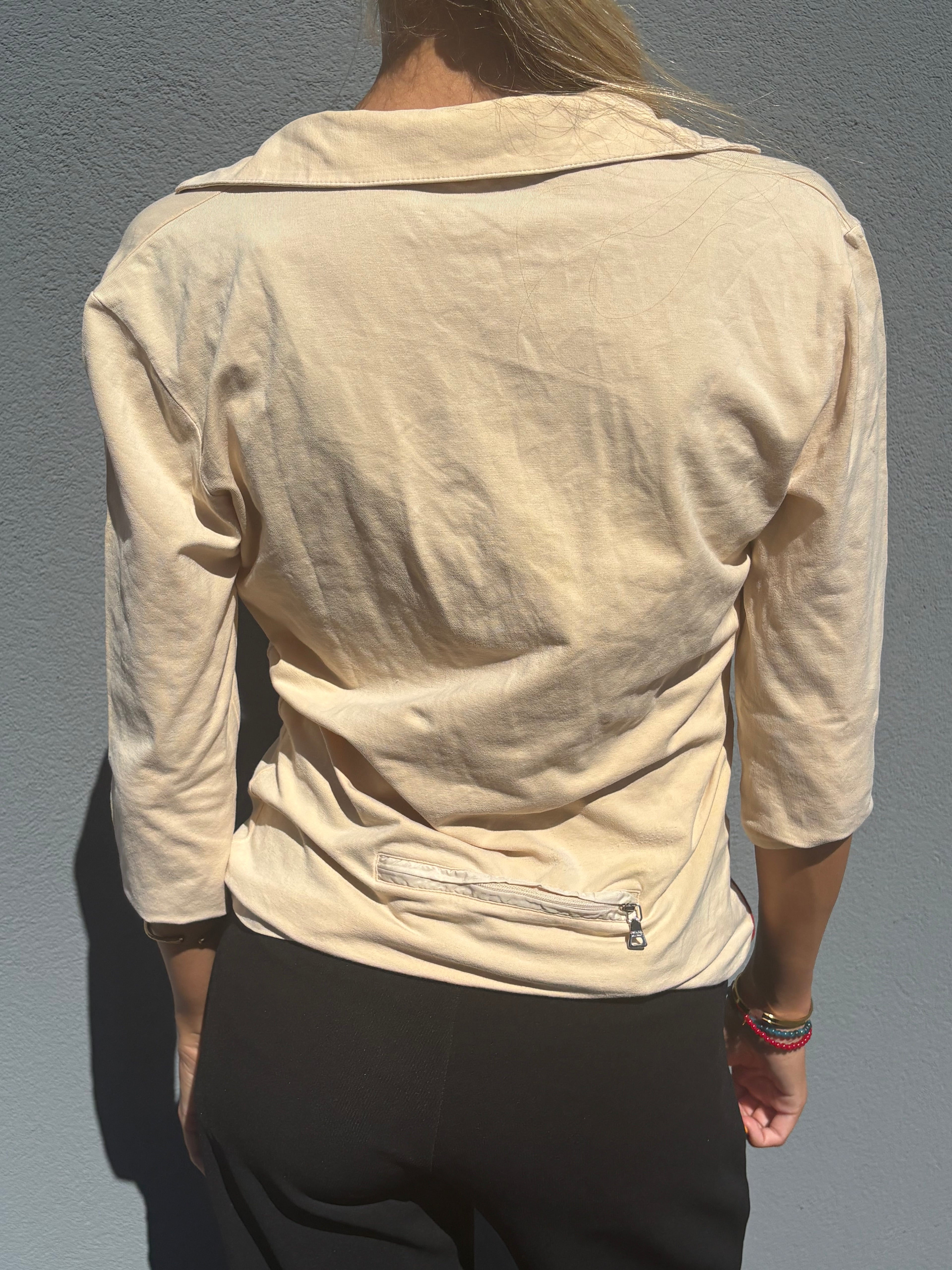 2000s Prada 3/4 sleeves beige shirt
