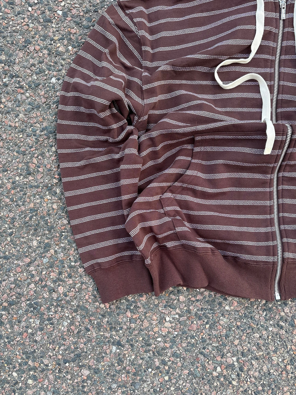 Miu Miu SS24 striped draw string hoodie white/brown