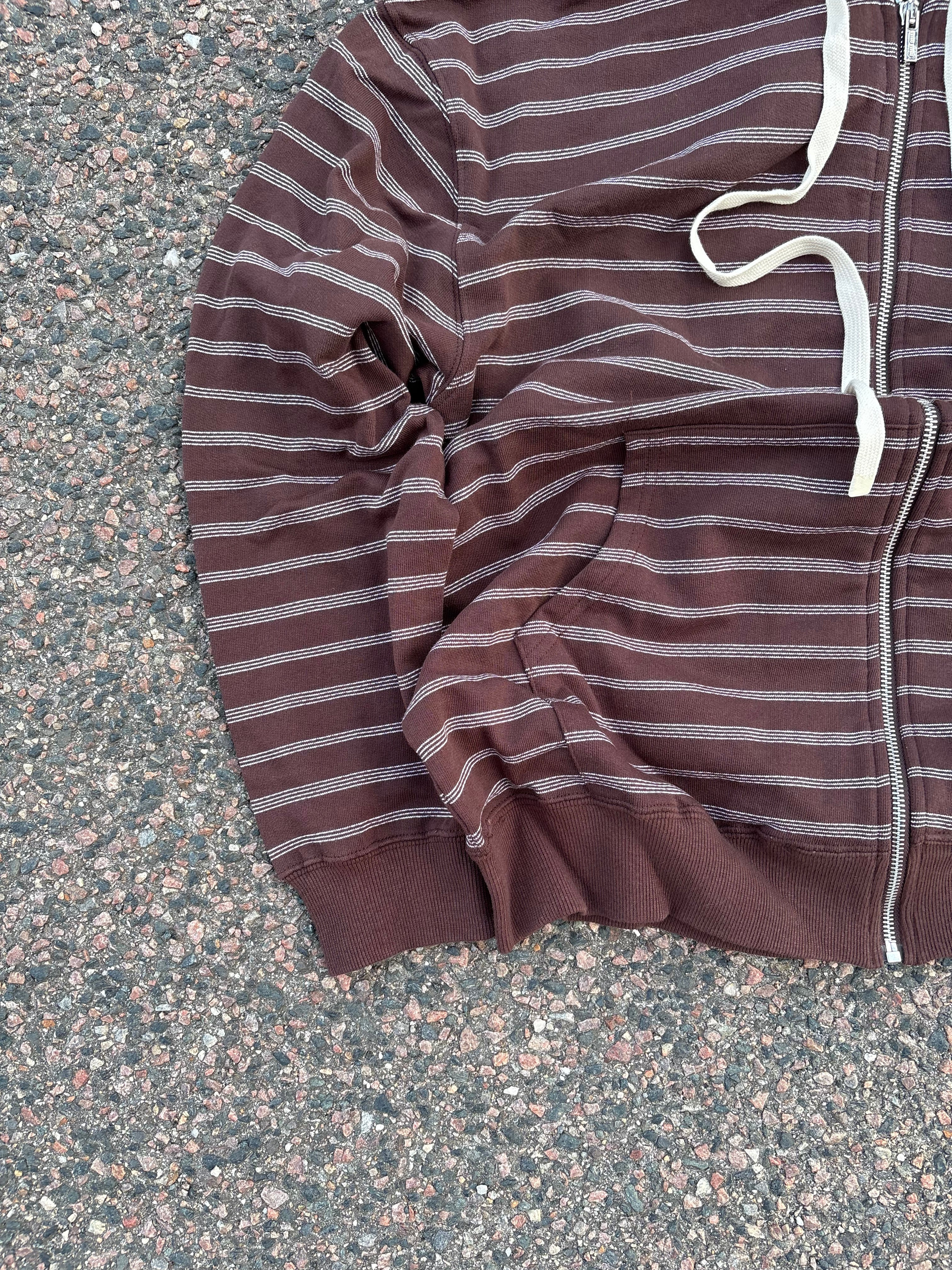 Miu Miu SS24 striped draw string hoodie white/brown