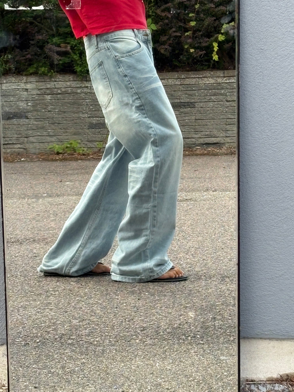 Vintage washed light blue bootcut jeans
