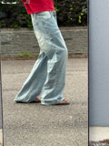 Vintage washed light blue bootcut jeans