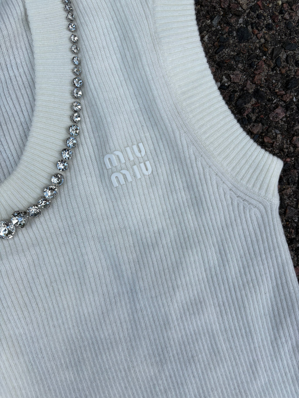 Miu miu Pearl necklace top knitted