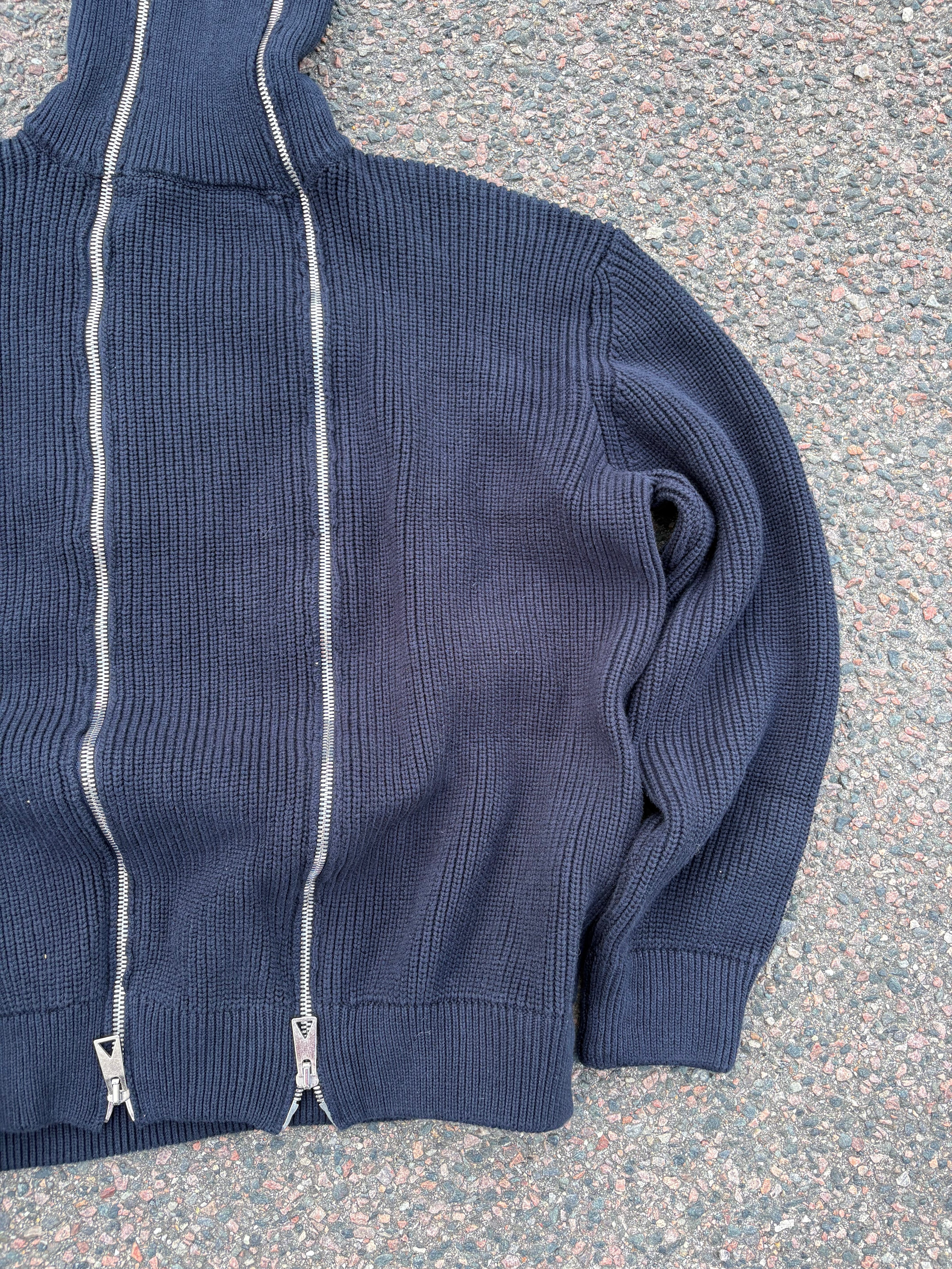 Double zipper heavy navy sweater