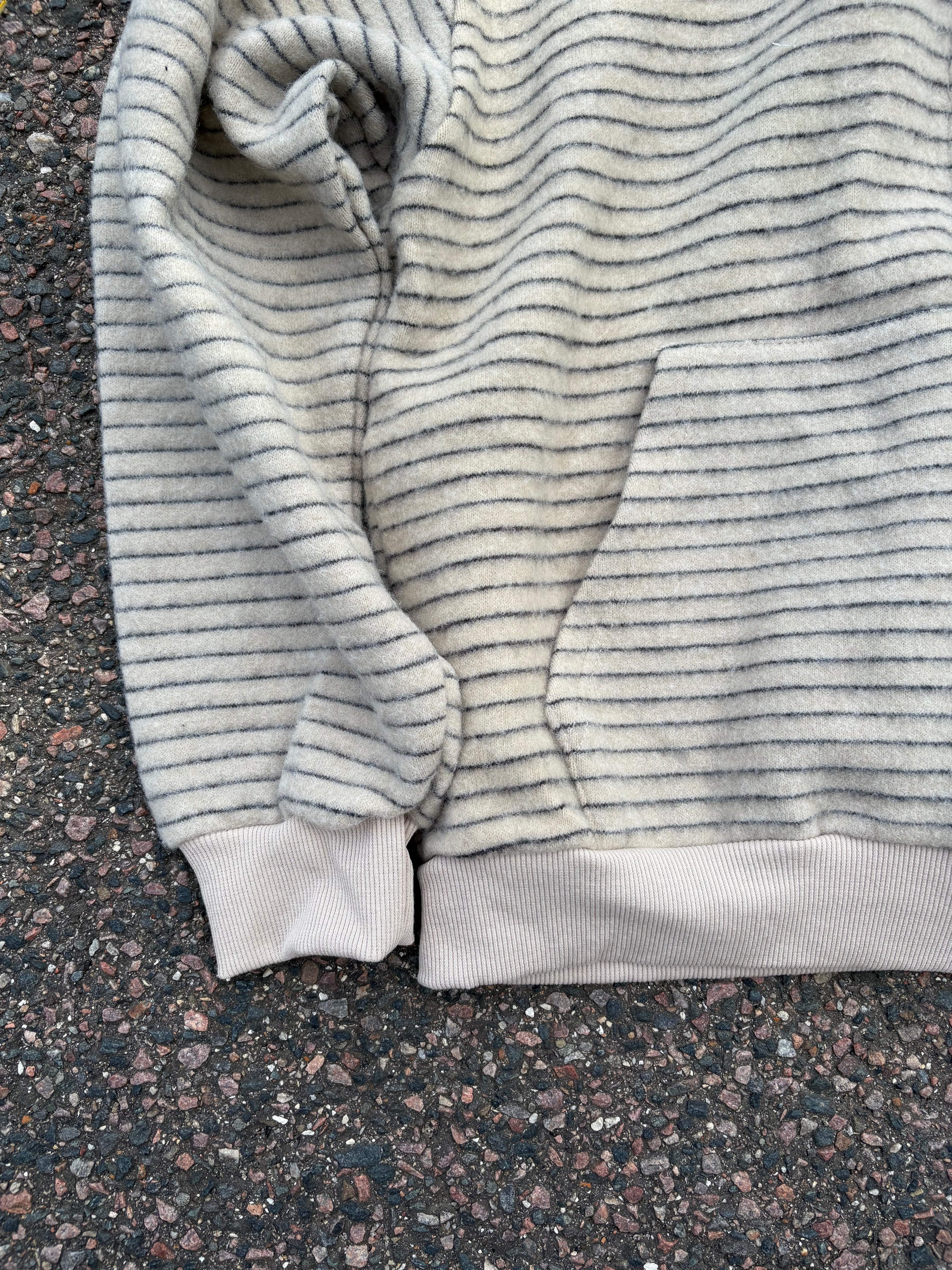 Non brand vintage striped fur hoodie zip up
