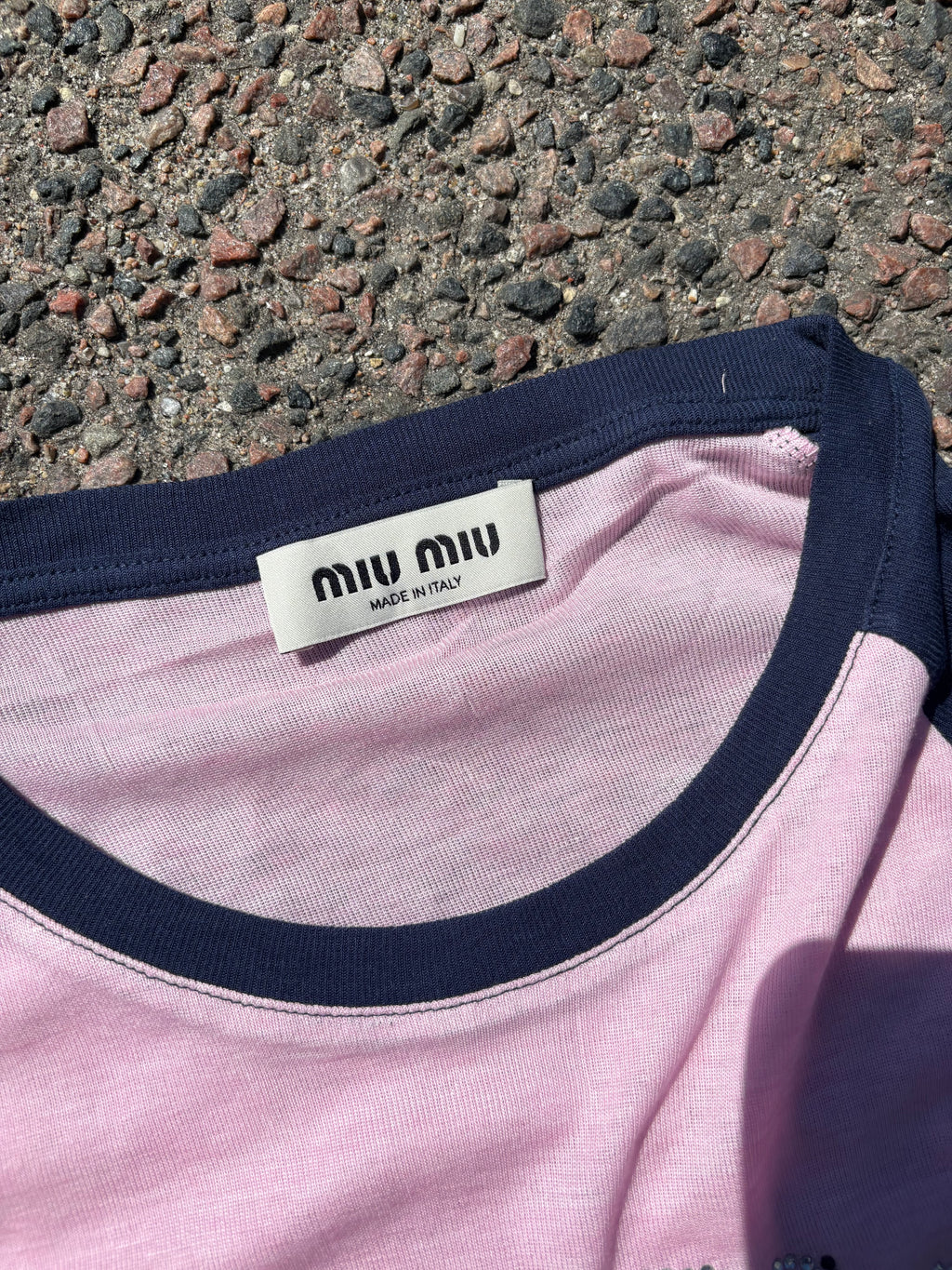 2022 Miu Miu club thin T-Shirt pink/navy