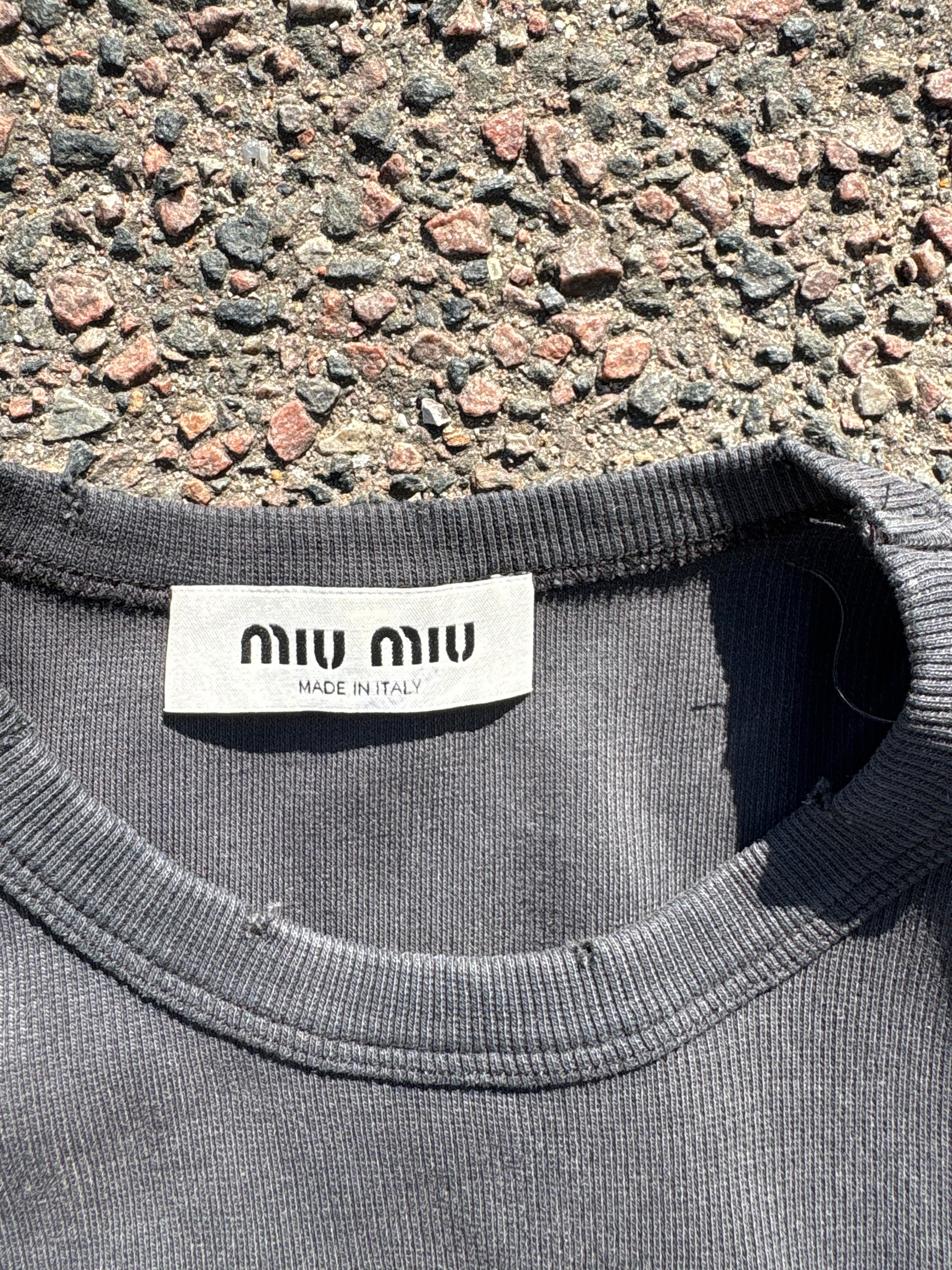 Miu miu ribbed cotton top gray
