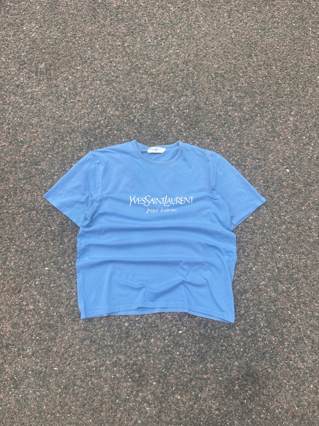 Vintage Yves Saint Laurent spellout t shirt baby blue