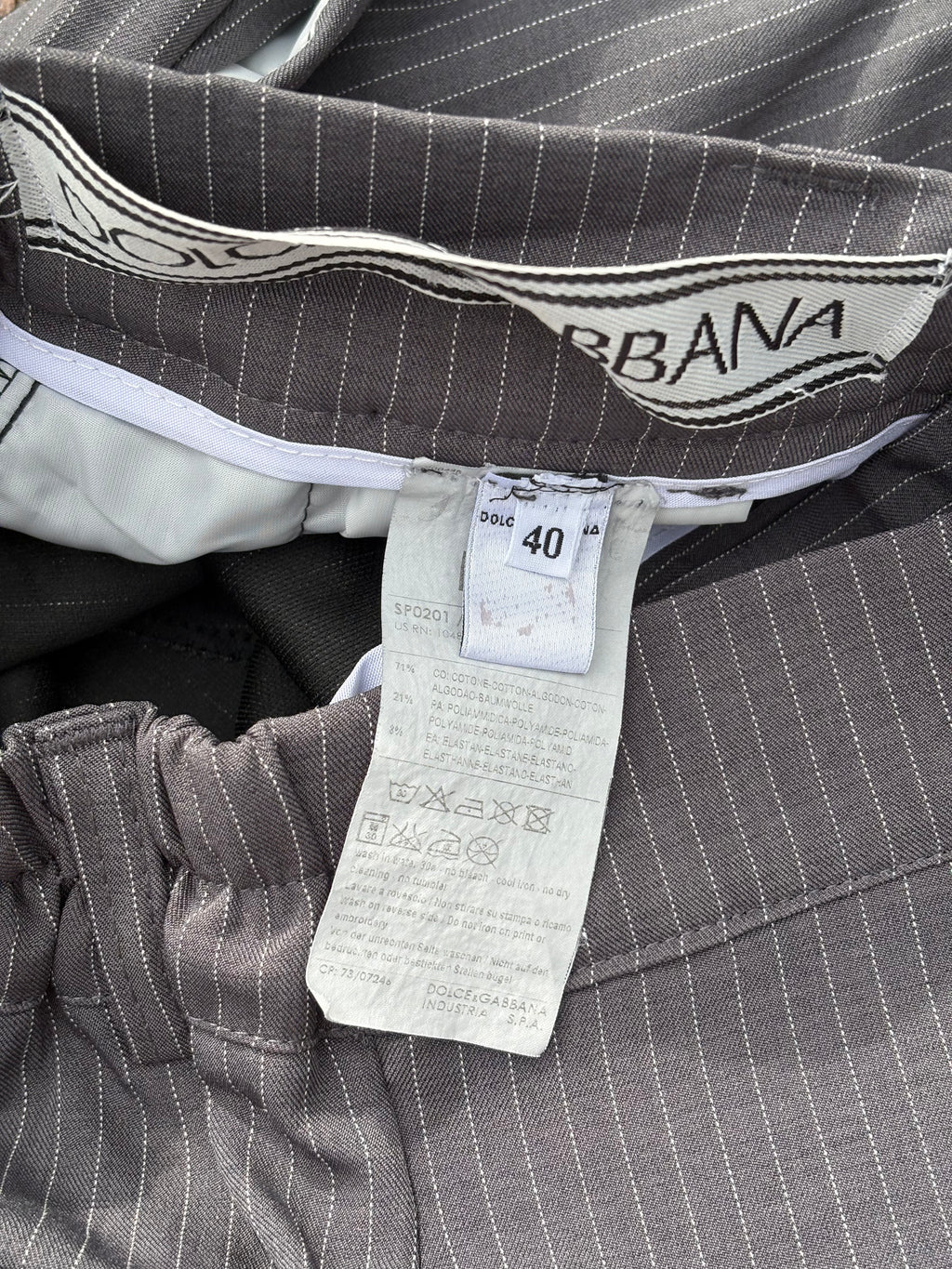 4 button Dolce & Gabbana wide fit gray striped suit pants