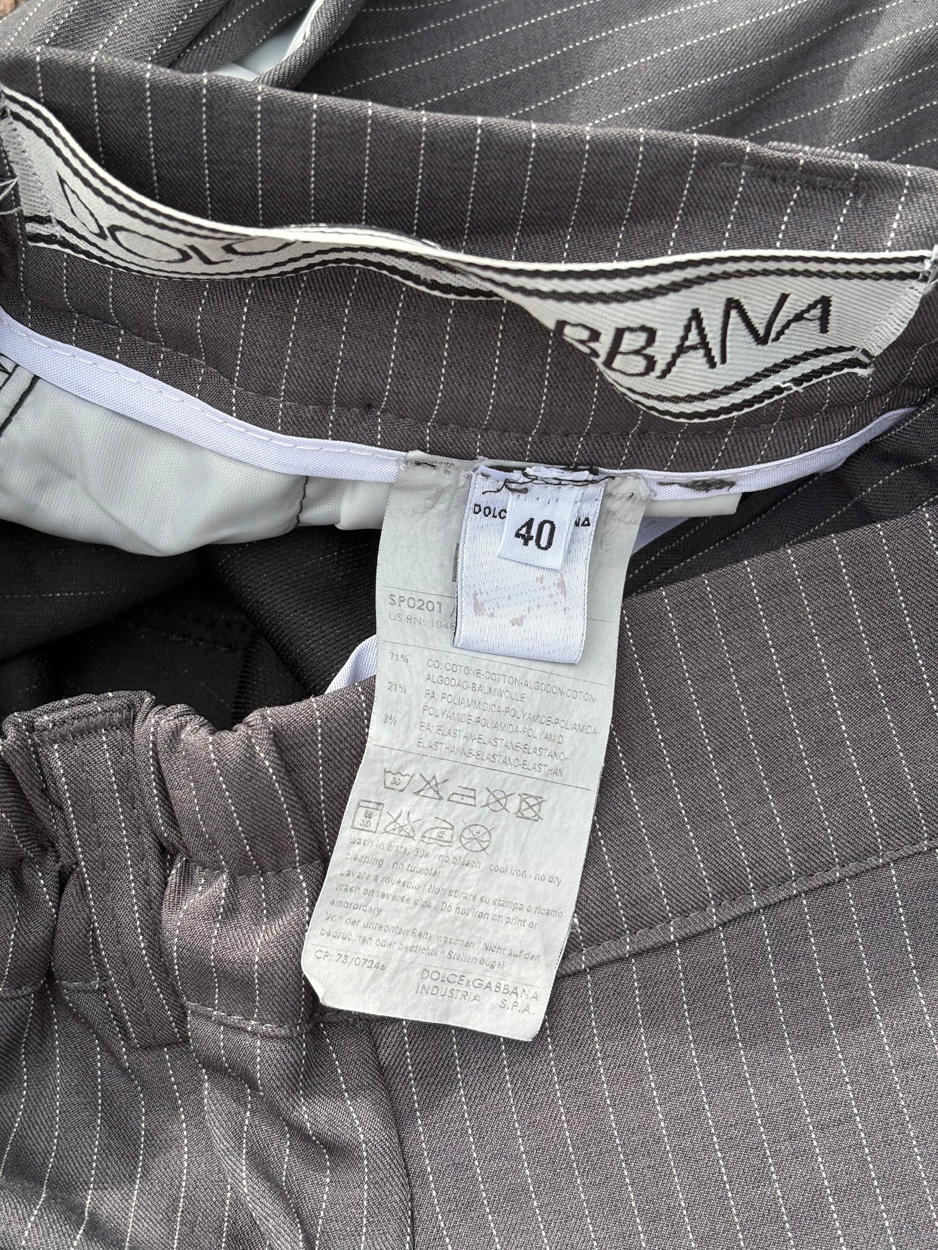 4 button Dolce & Gabbana wide fit gray striped suit pants