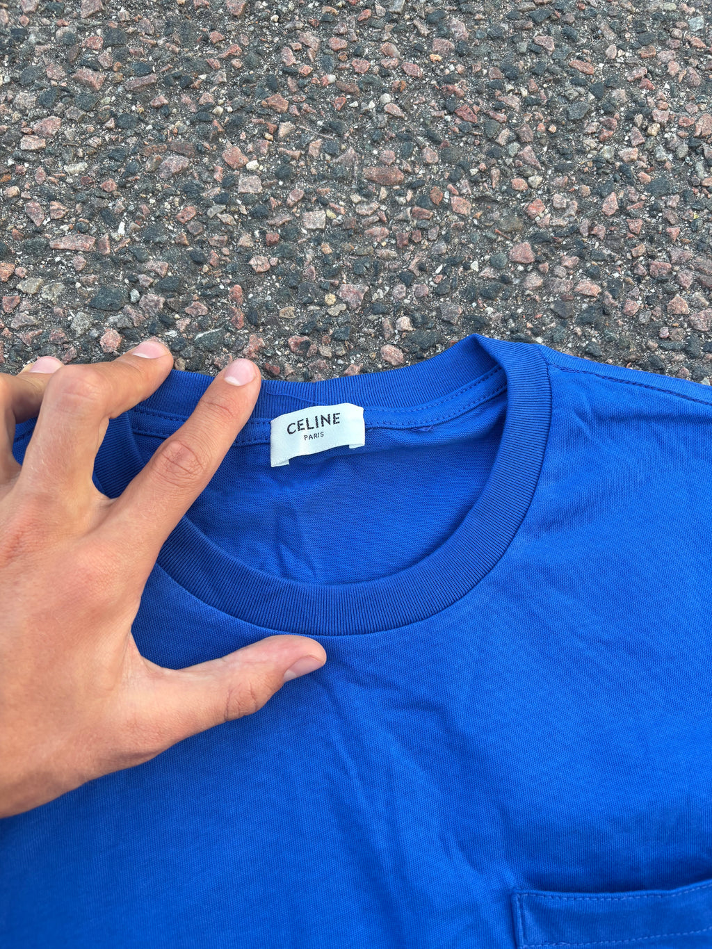 Celine Blue pocket logo tee