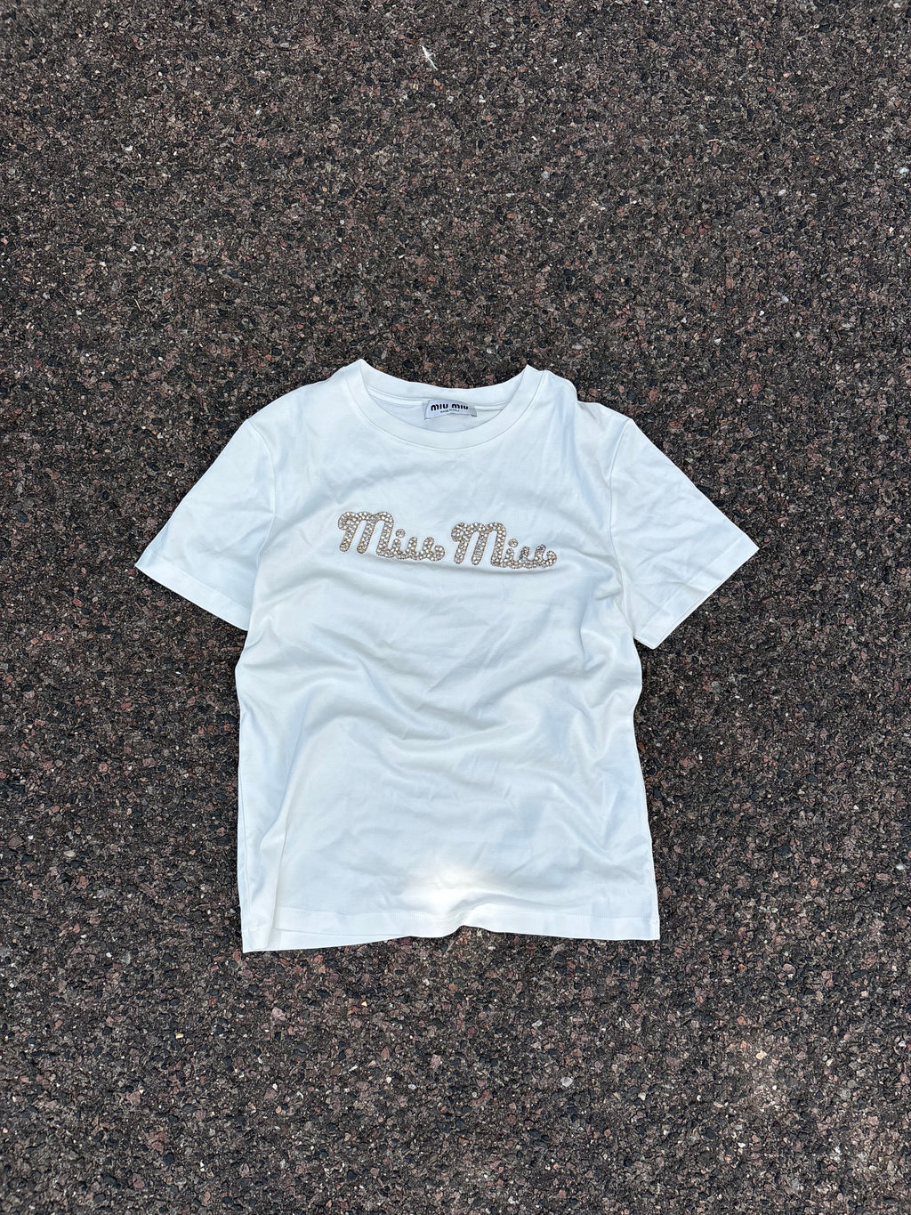 Miu miu cursive text tee white