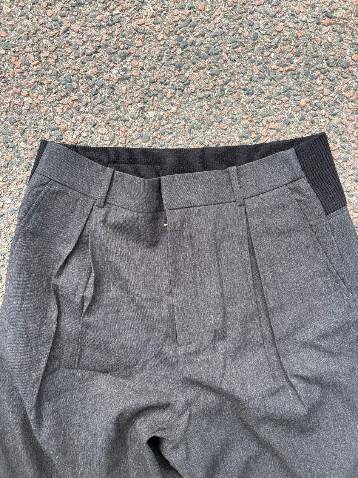 Loewe wide suit pants pinstripe gray with wool waistband