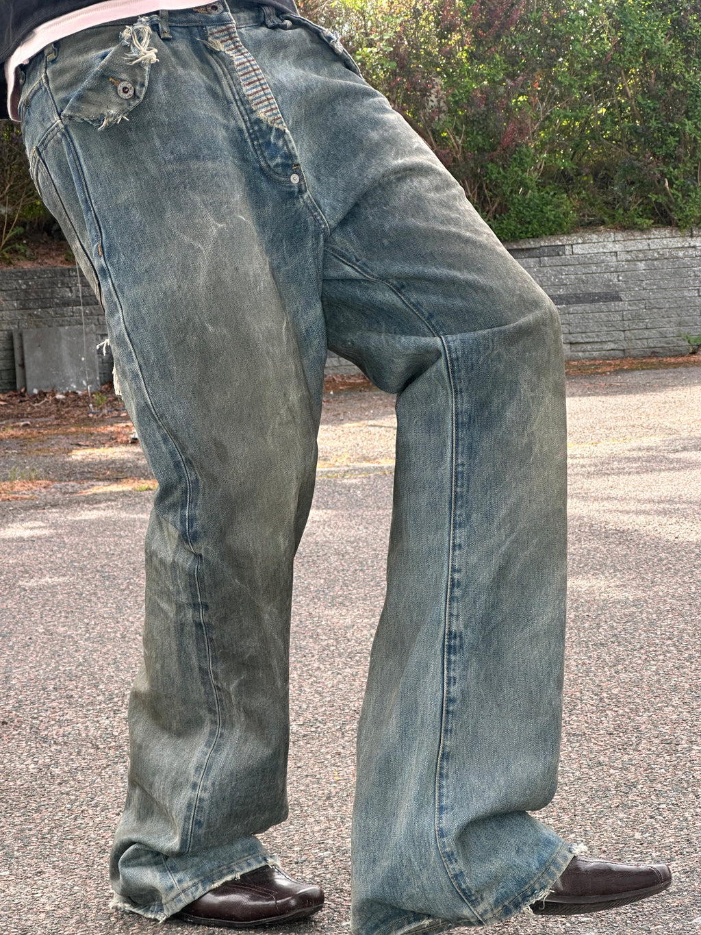 No faith studios bootcut reworked selvedge denim jeans