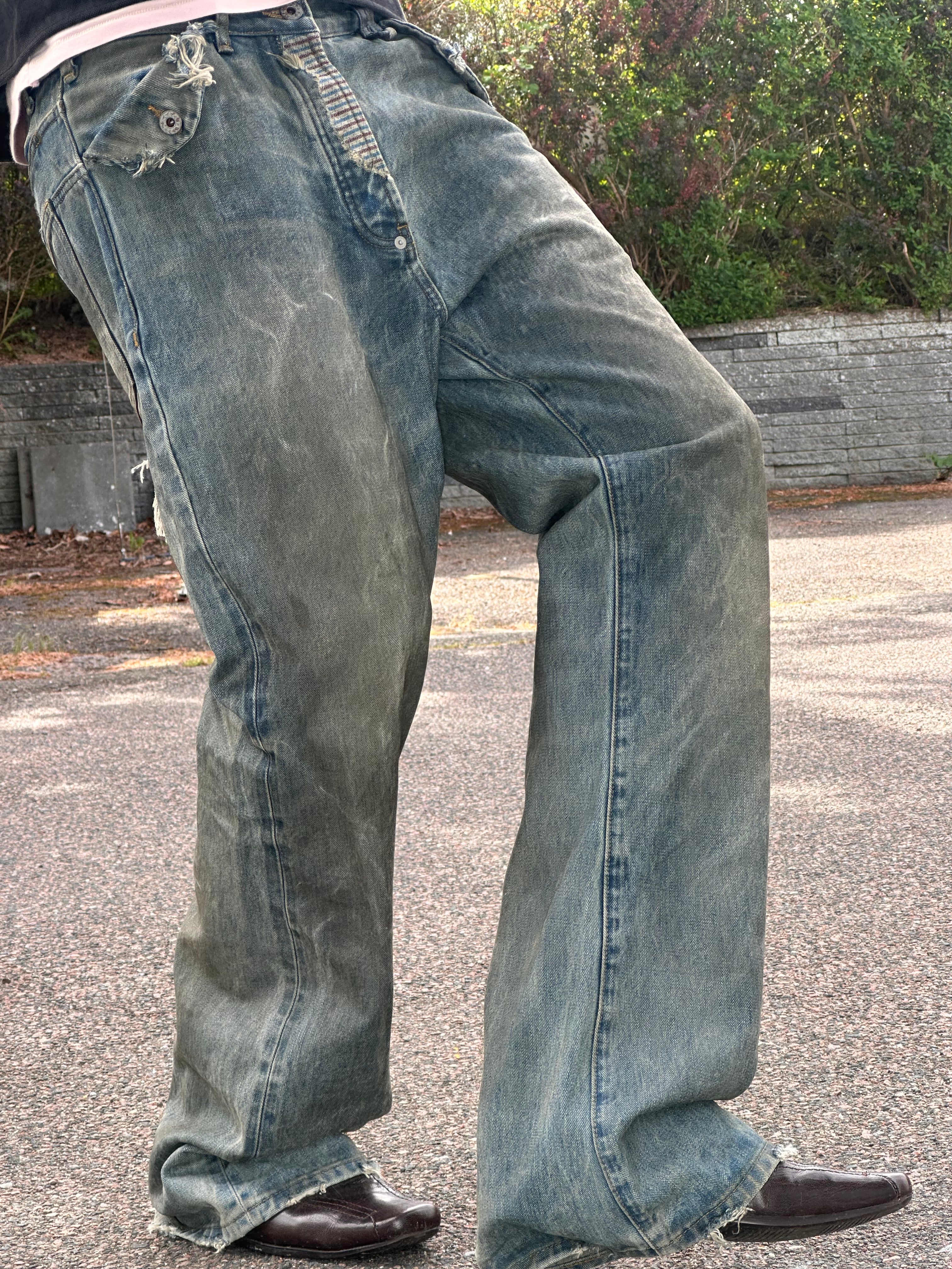 No faith studios bootcut reworked selvedge denim jeans