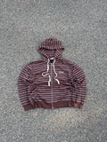 Miu Miu SS24 striped draw string hoodie white/brown