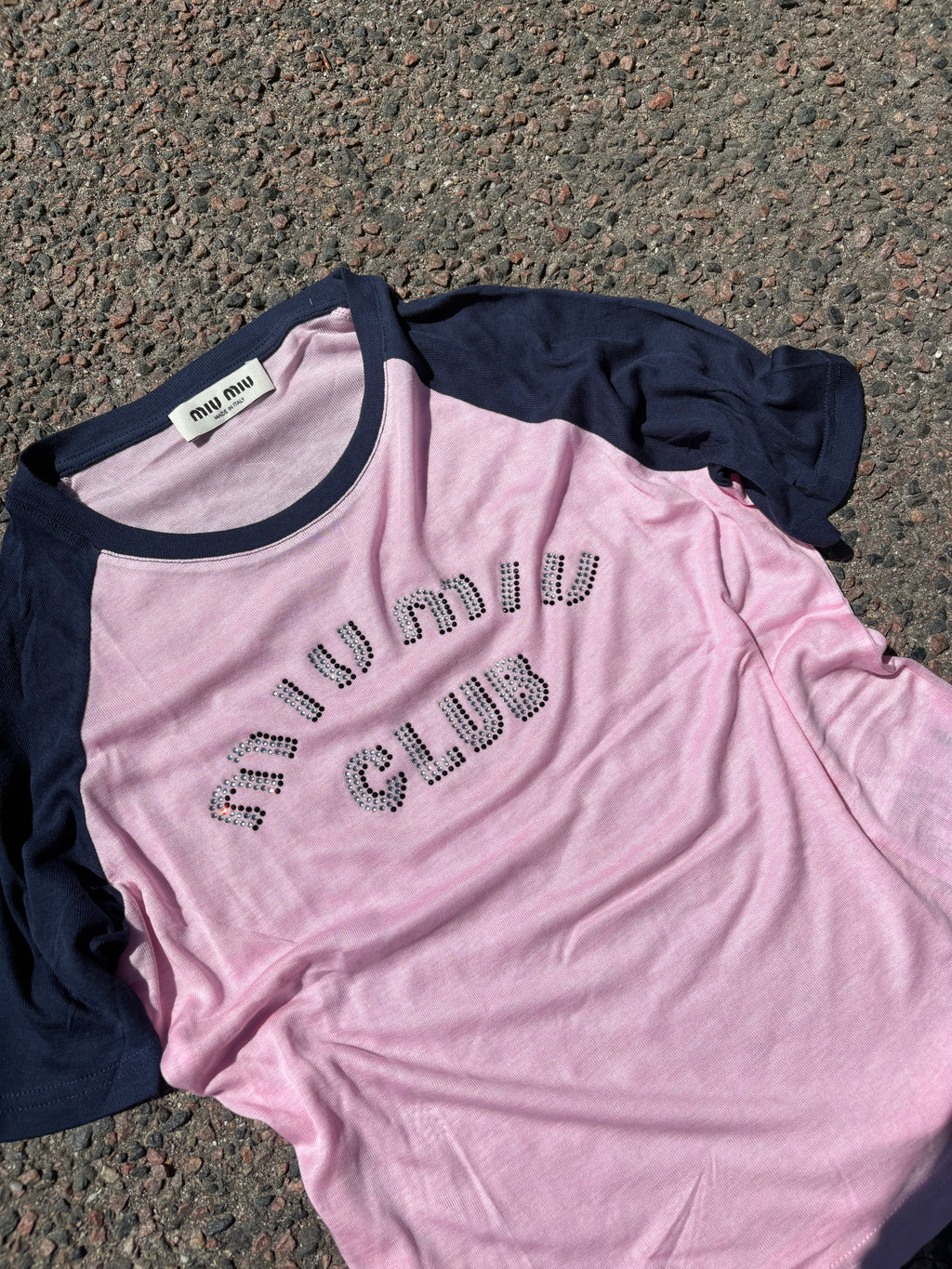 2022 Miu Miu club thin T-Shirt pink/navy