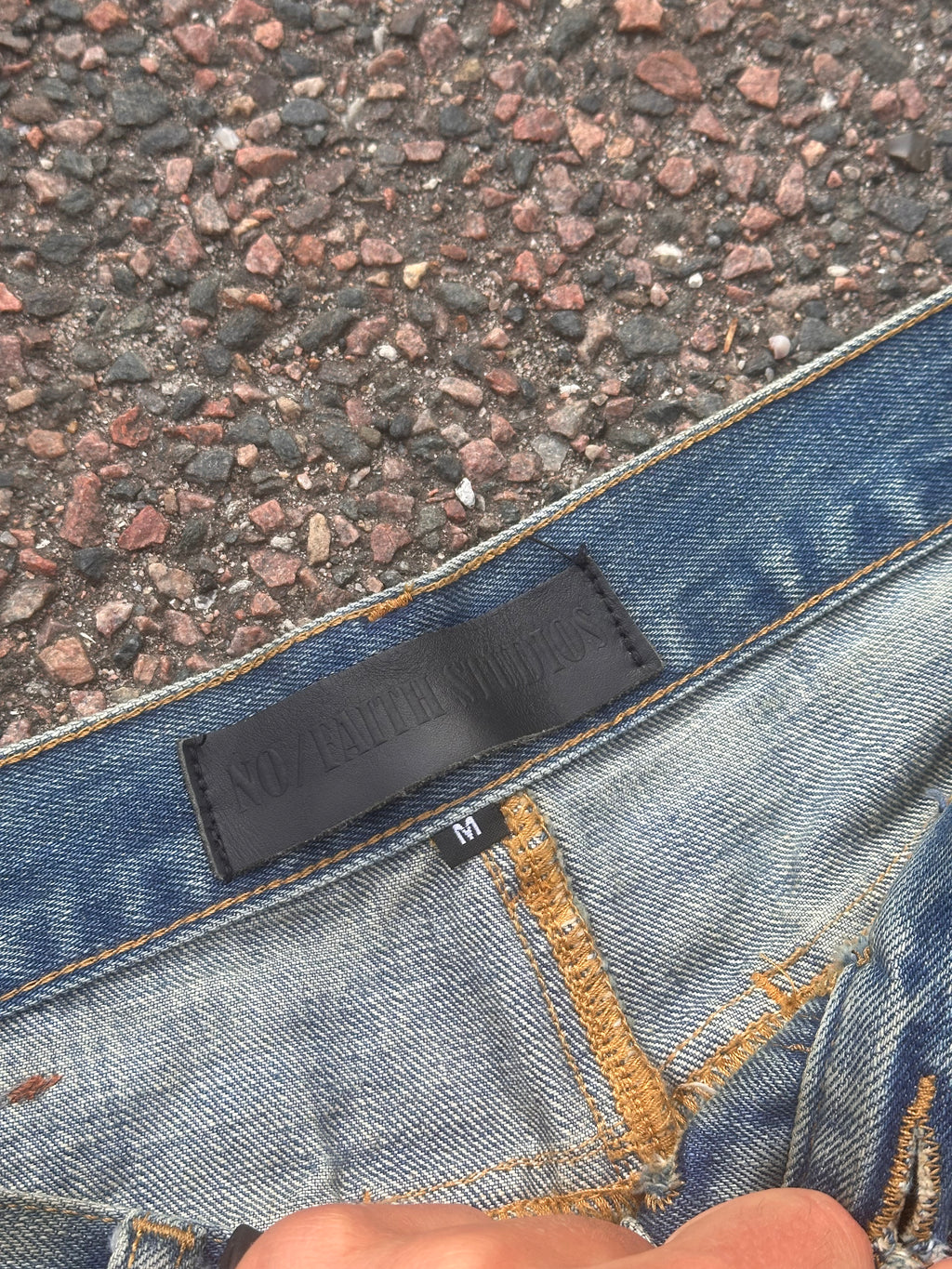 No faith studios bootcut reworked selvedge denim jeans