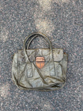 Vintage old leather khaki green Prada bag