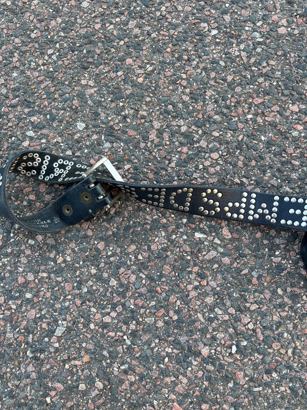 Black vintage studded double closure belt