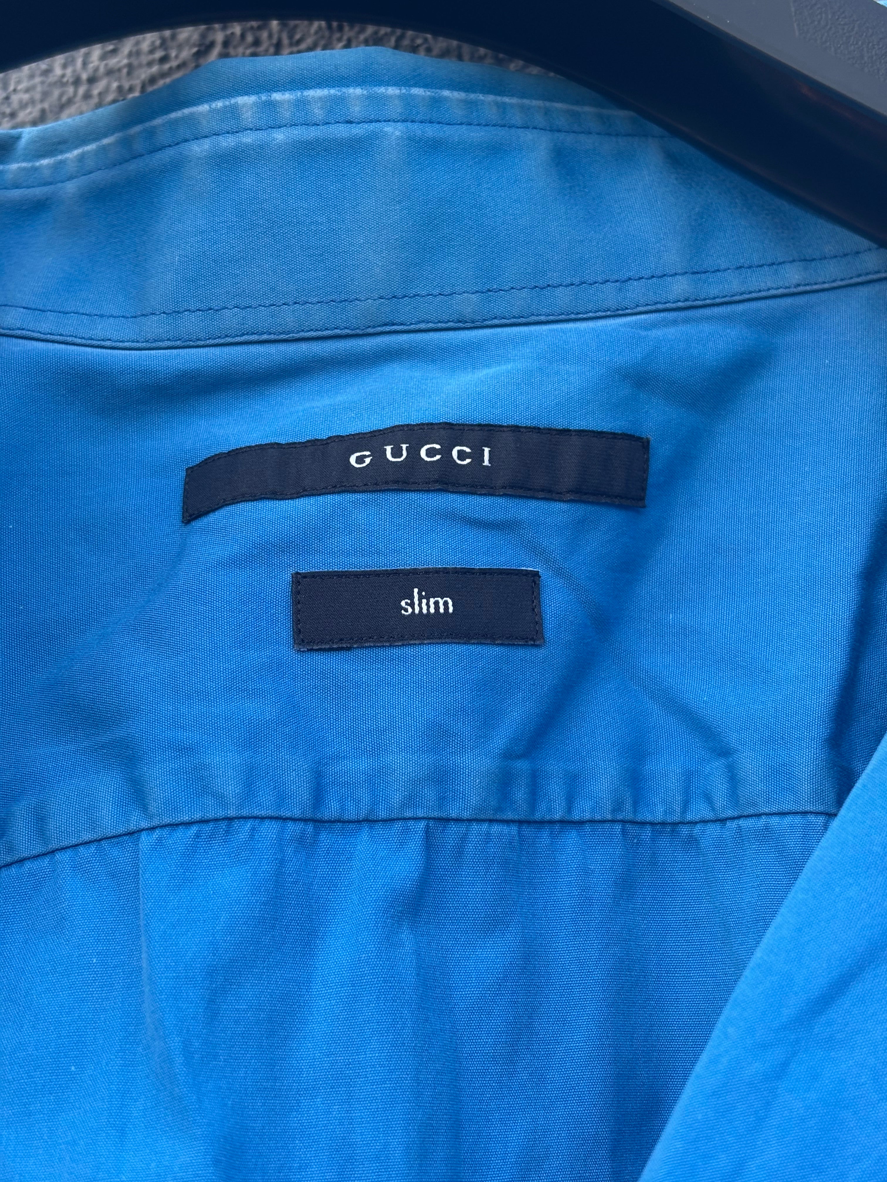 2000s Gucci Tom ford era Blue button up shirt