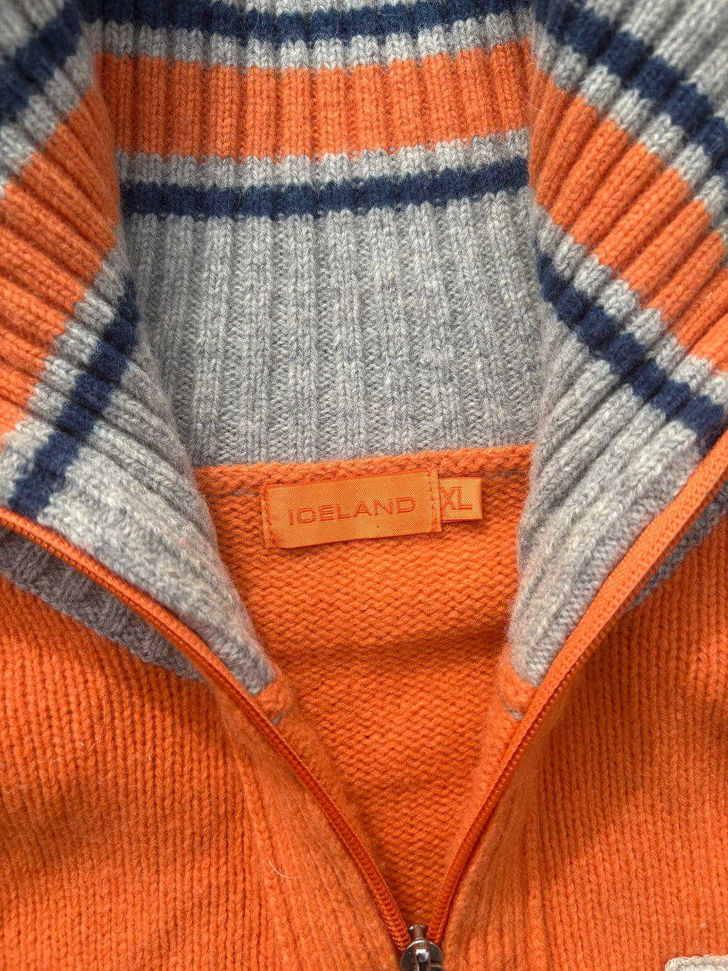 1990s Vintage Norwegian wool zip up orange