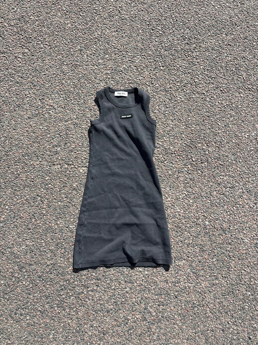 Miu miu dress ribbed cotton grey