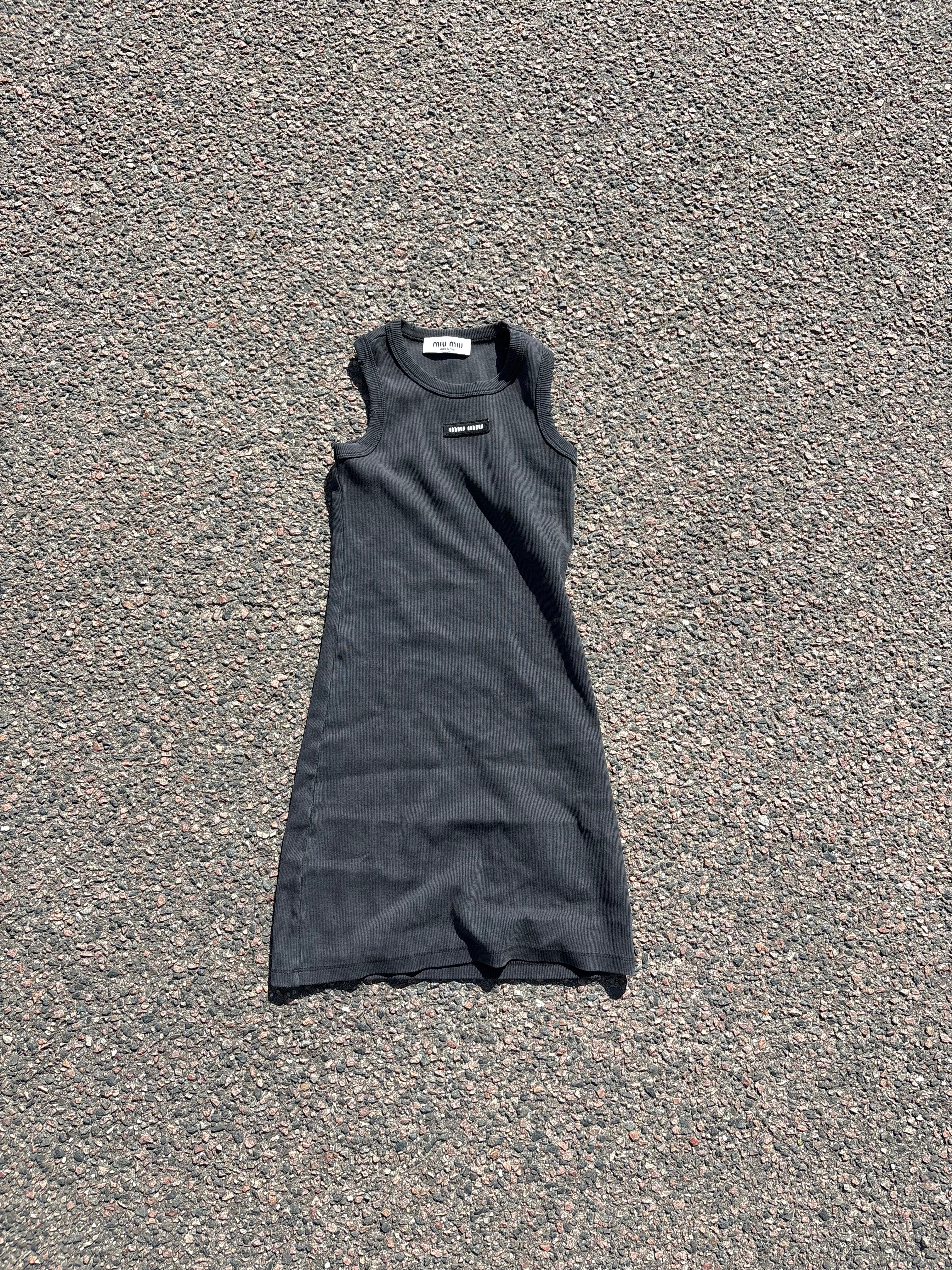 Miu miu dress ribbed cotton grey
