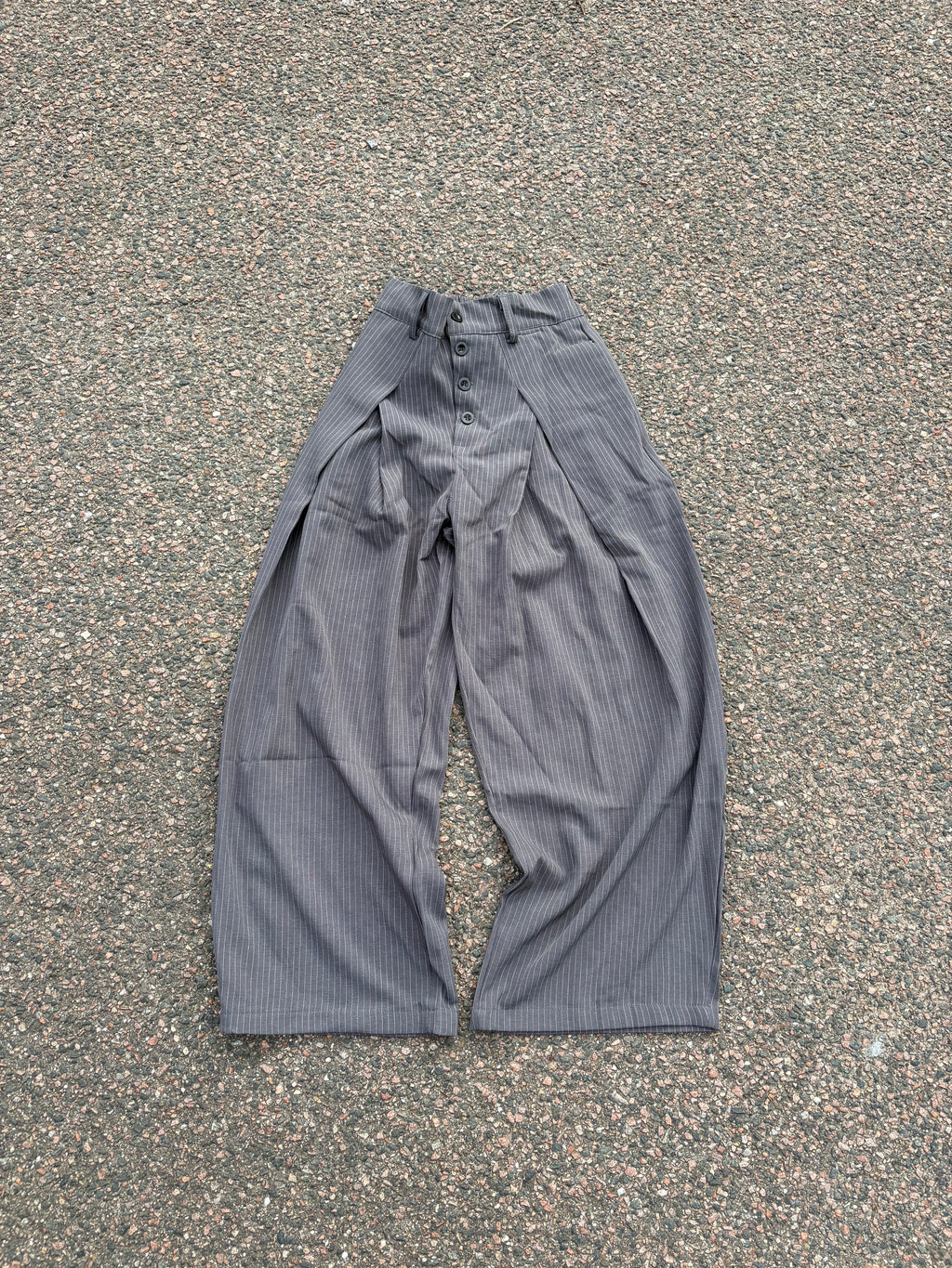 4 button Dolce & Gabbana wide fit gray striped suit pants