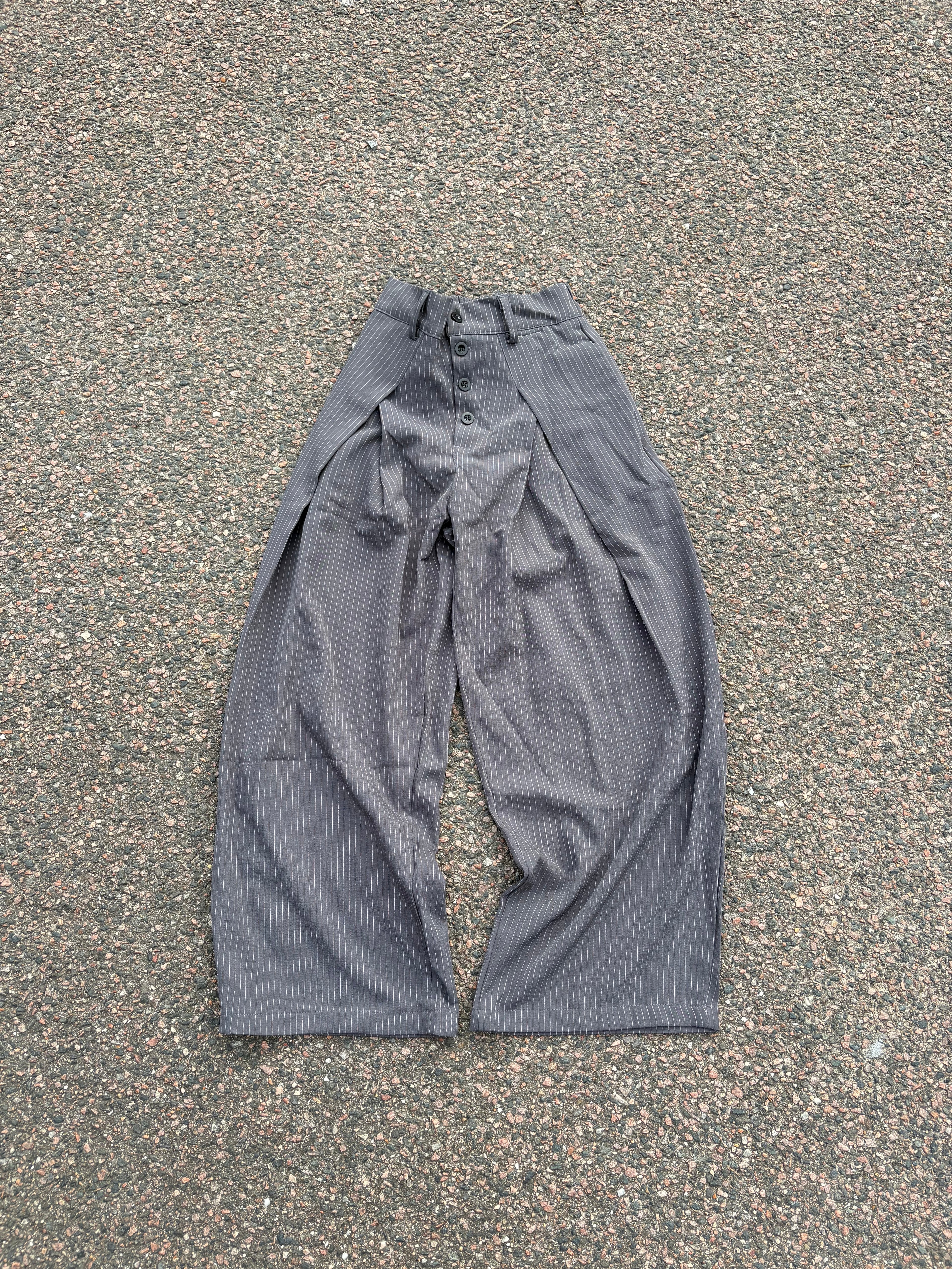 4 button Dolce & Gabbana wide fit gray striped suit pants