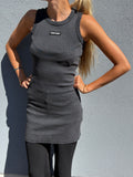 Miu miu dress ribbed cotton grey