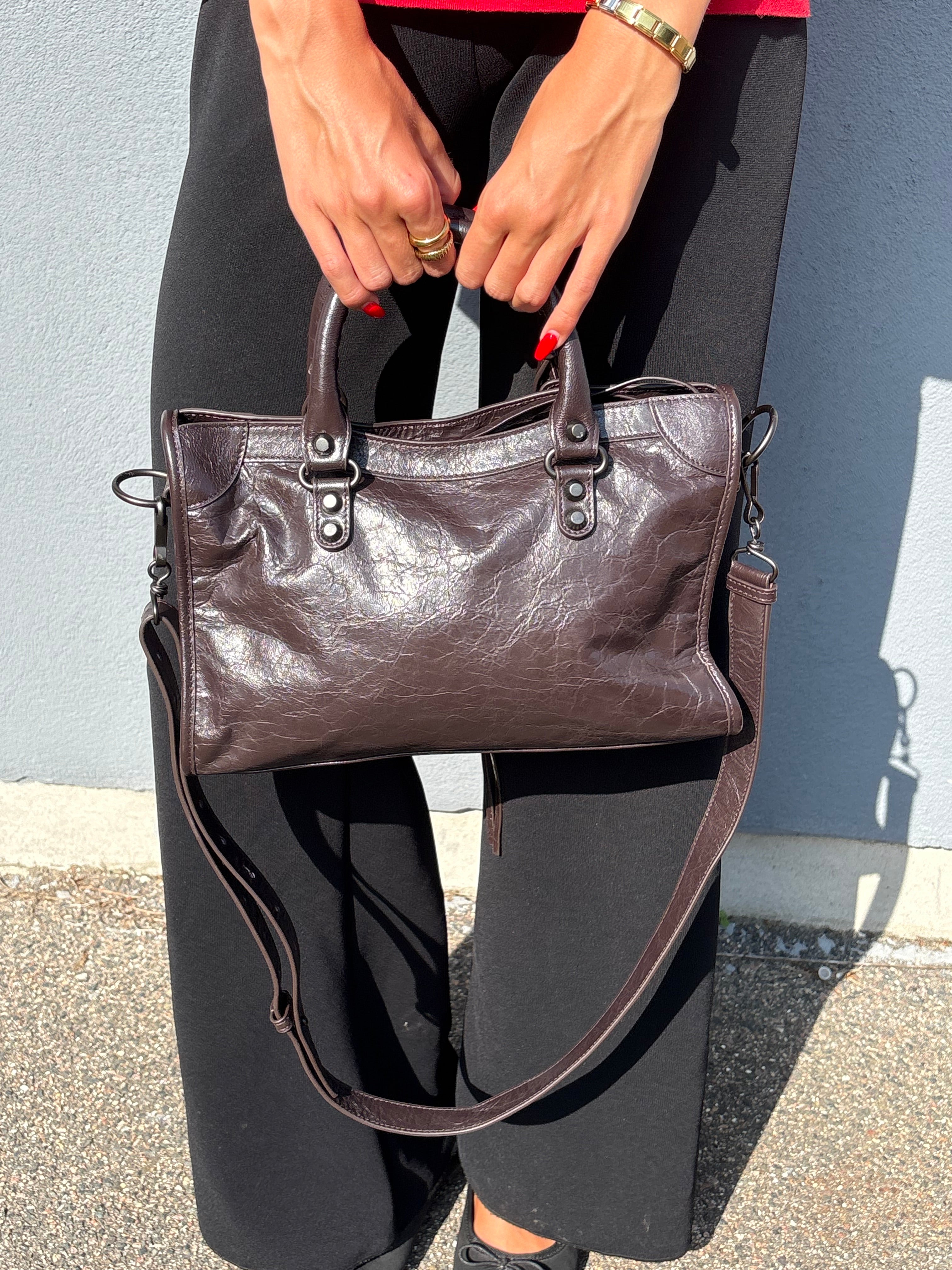 Balenciaga le city bag small coffee brown