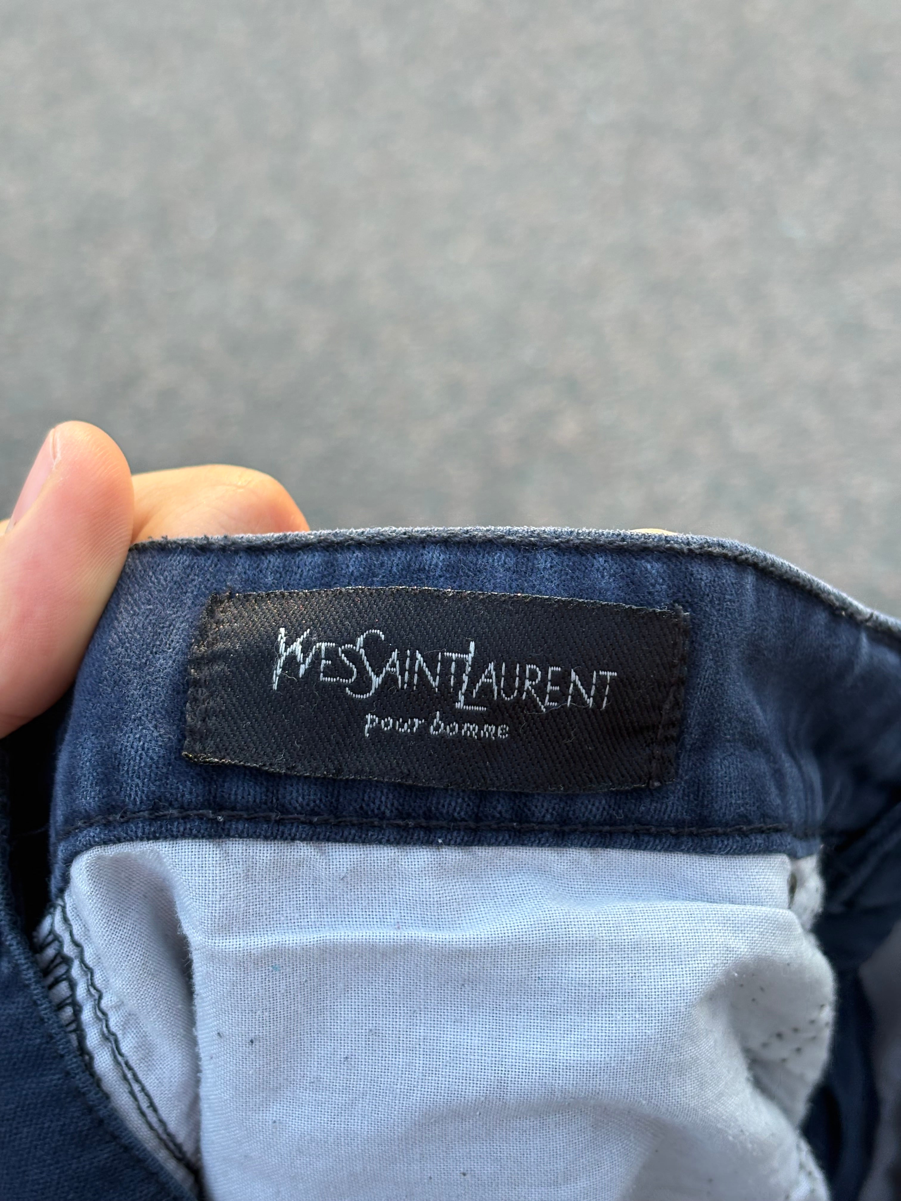 Yves Saint Laurent blue cotton straight fit pants