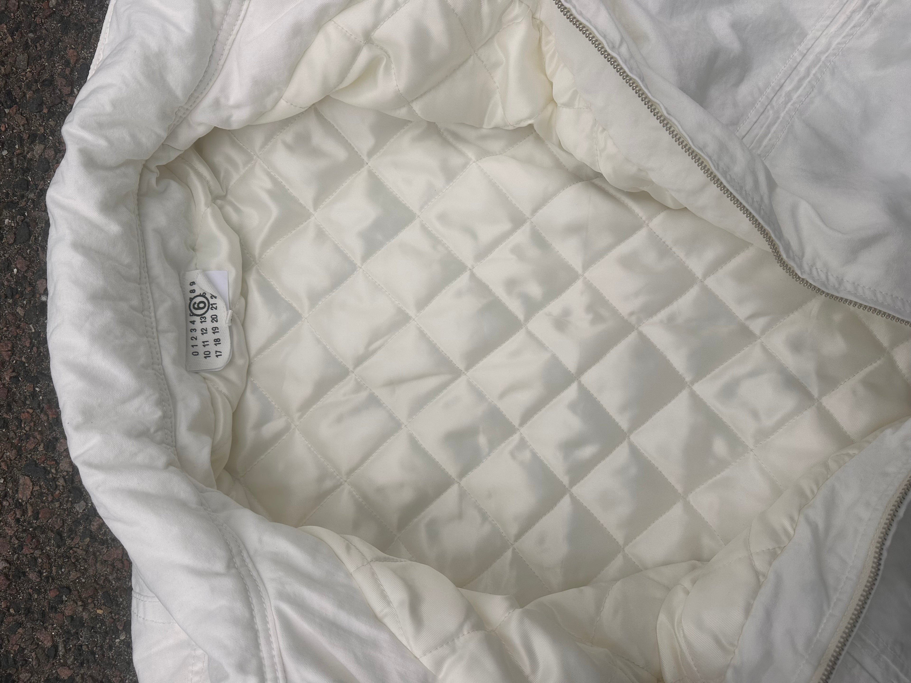 MM6 Maison Margiela white distressed warm jacket