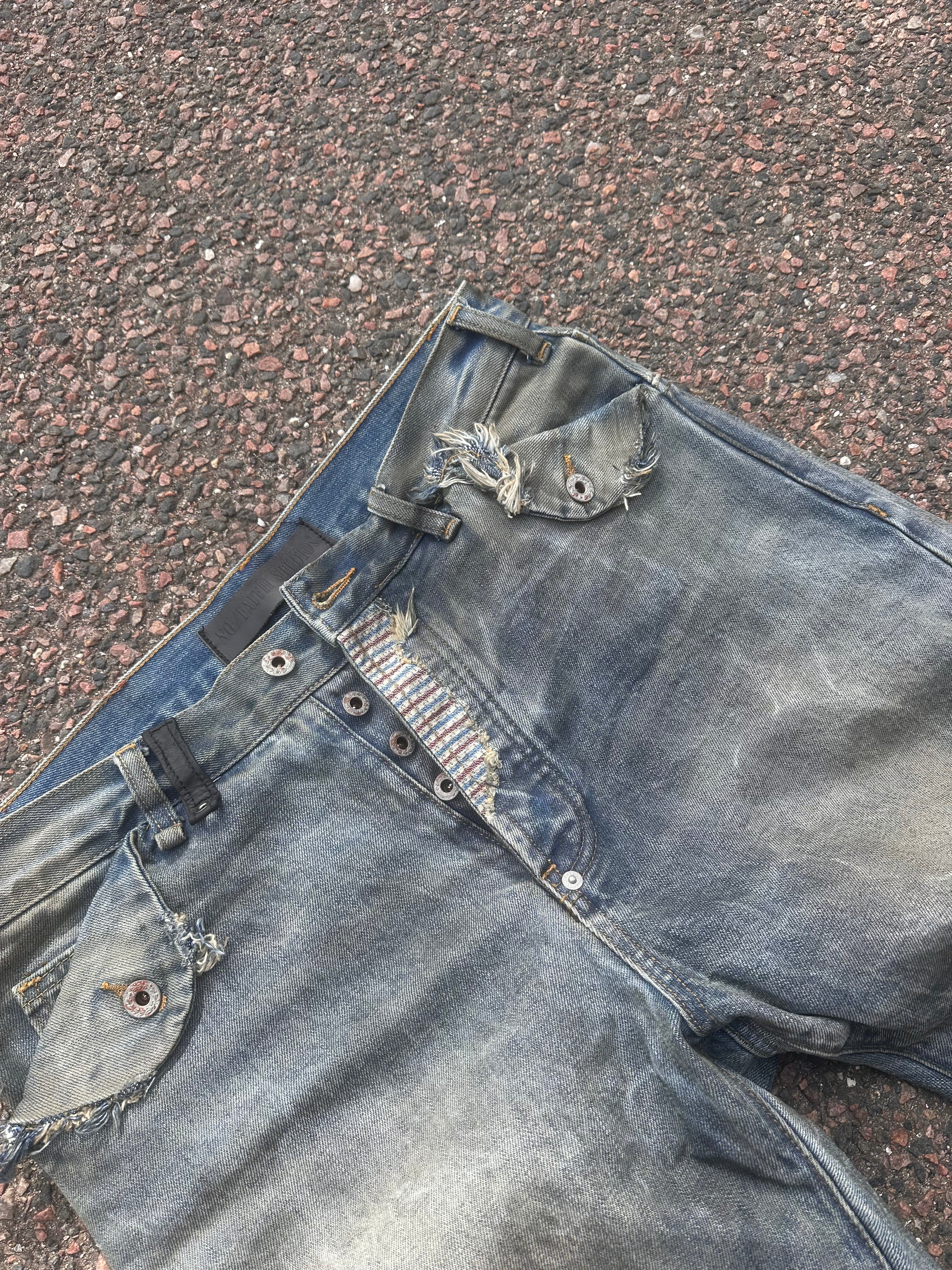 No faith studios bootcut reworked selvedge denim jeans
