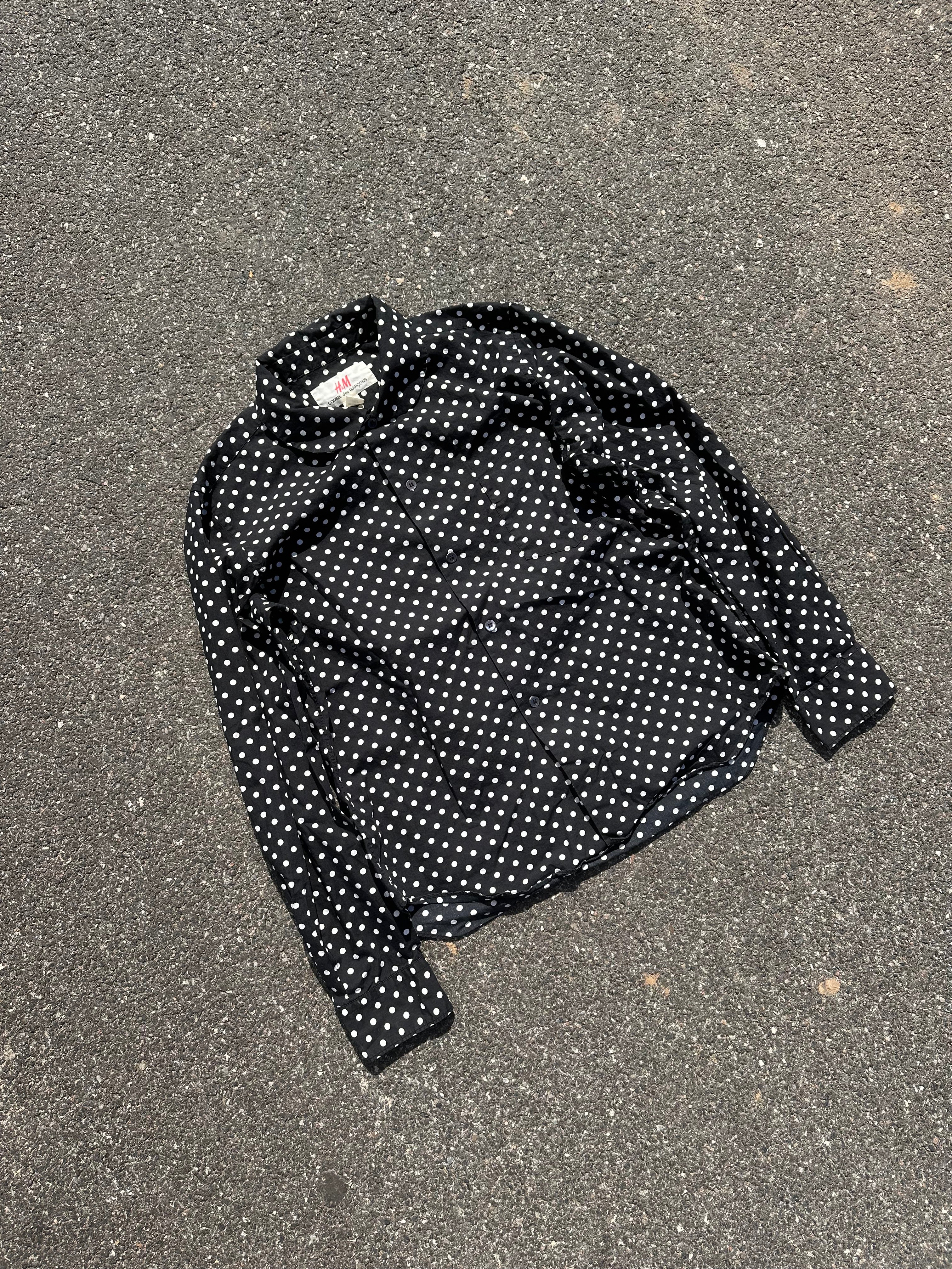 H&M x comme des garcons polka dot button up