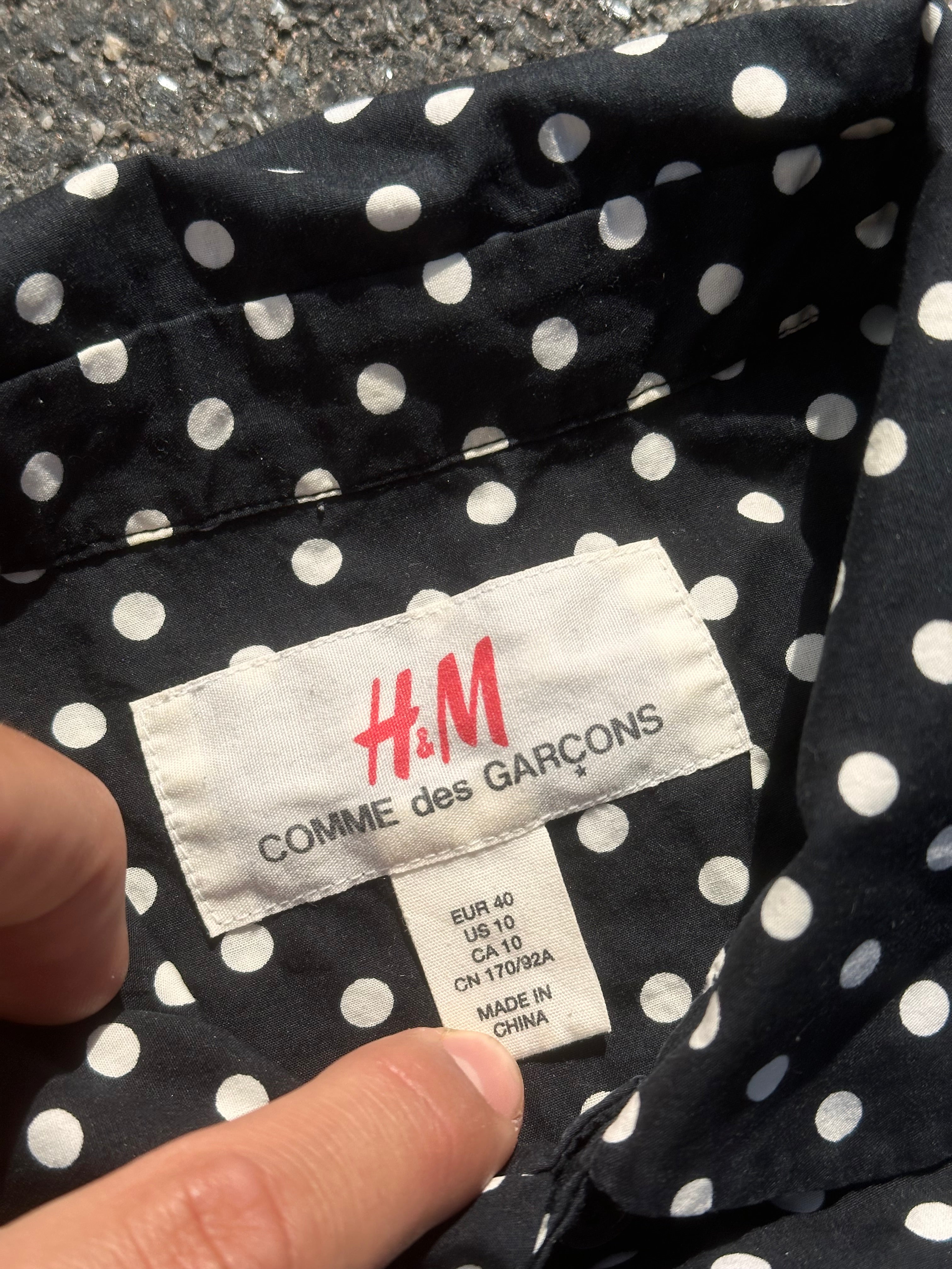 H&M x comme des garcons polka dot button up