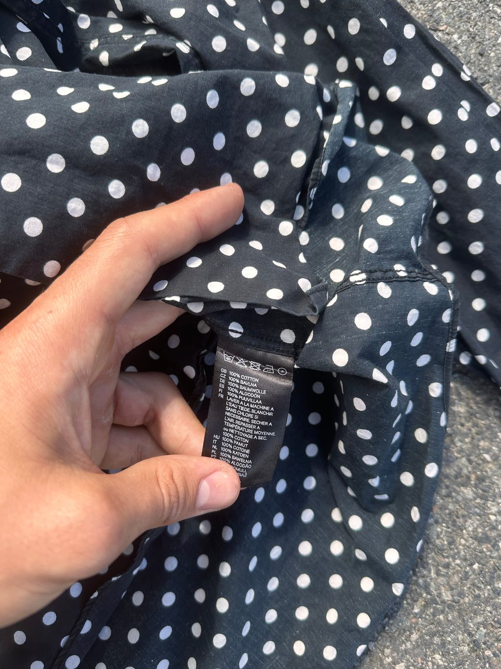 H&M x comme des garcons polka dot button up