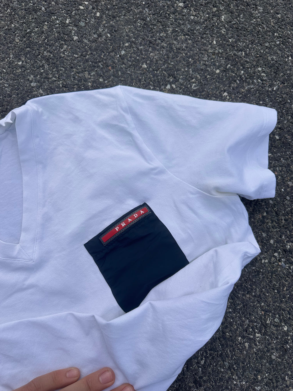 Prada white pocket nylon tee