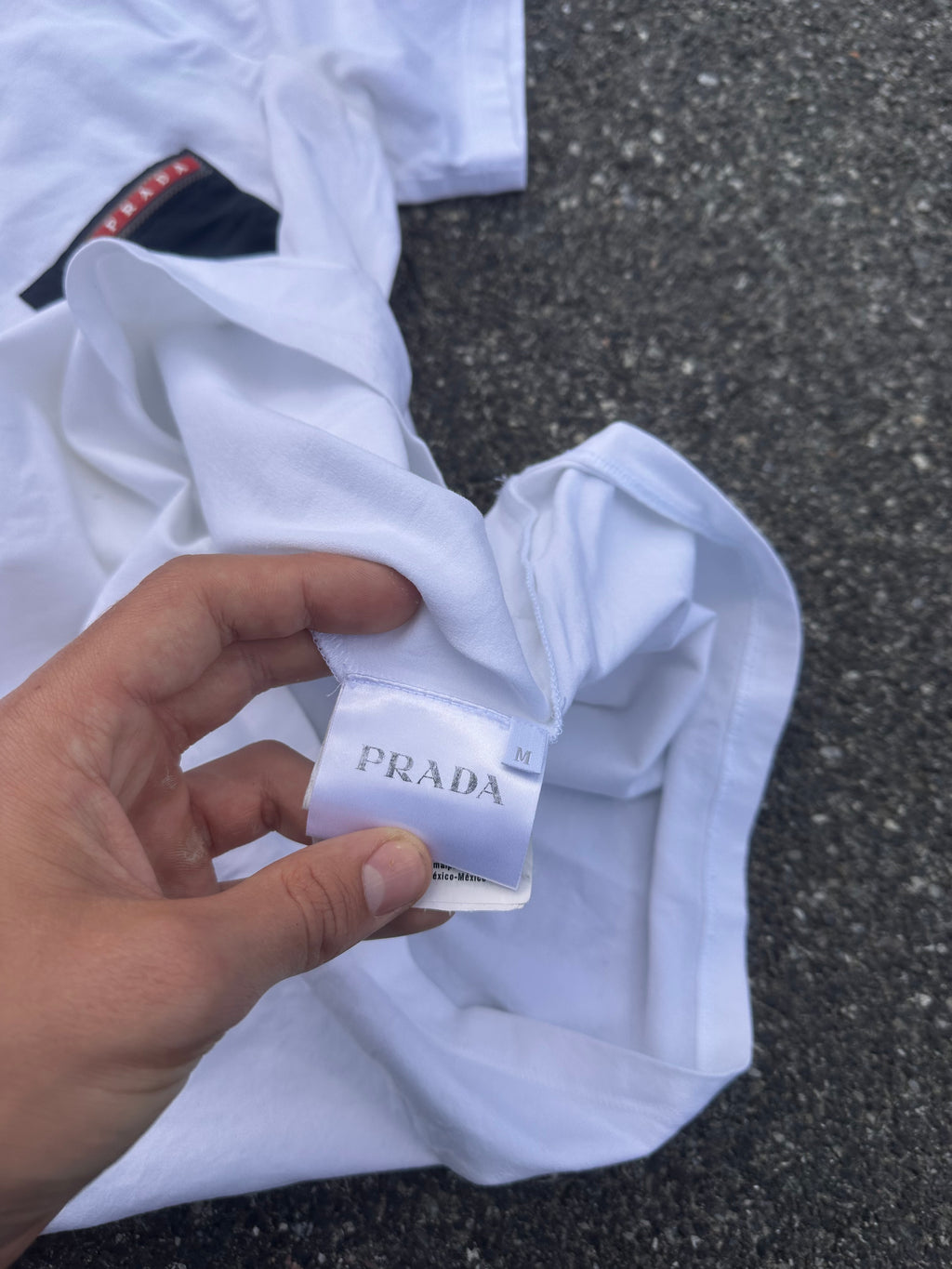Prada white pocket nylon tee