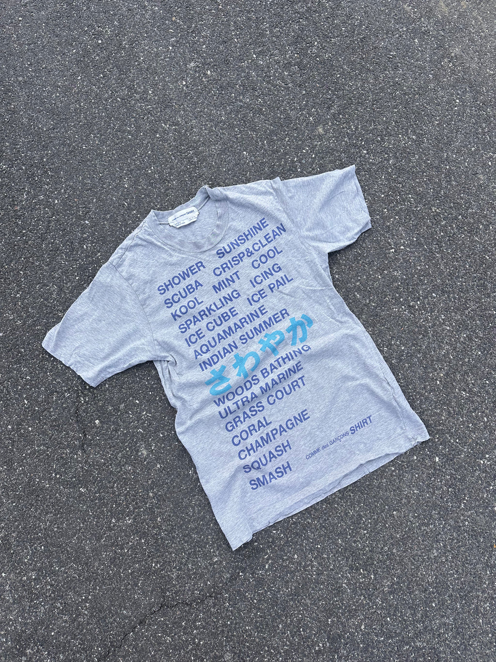 vintage comme des garcons poem tee grey